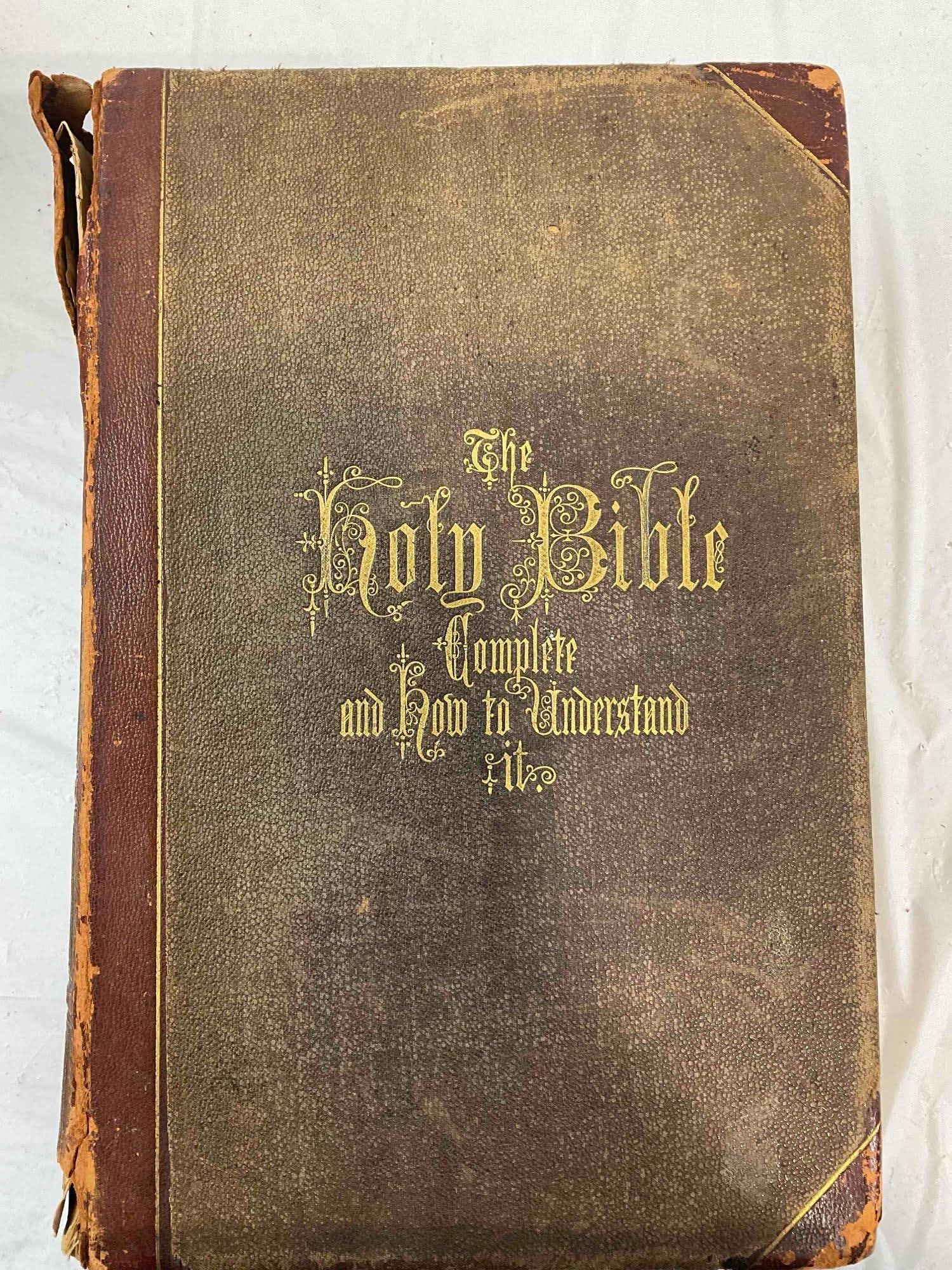 8 pcs Antique Books, incl. 1851 Leather Bound Swedish Old Testament Bible. Good Cond. - 12