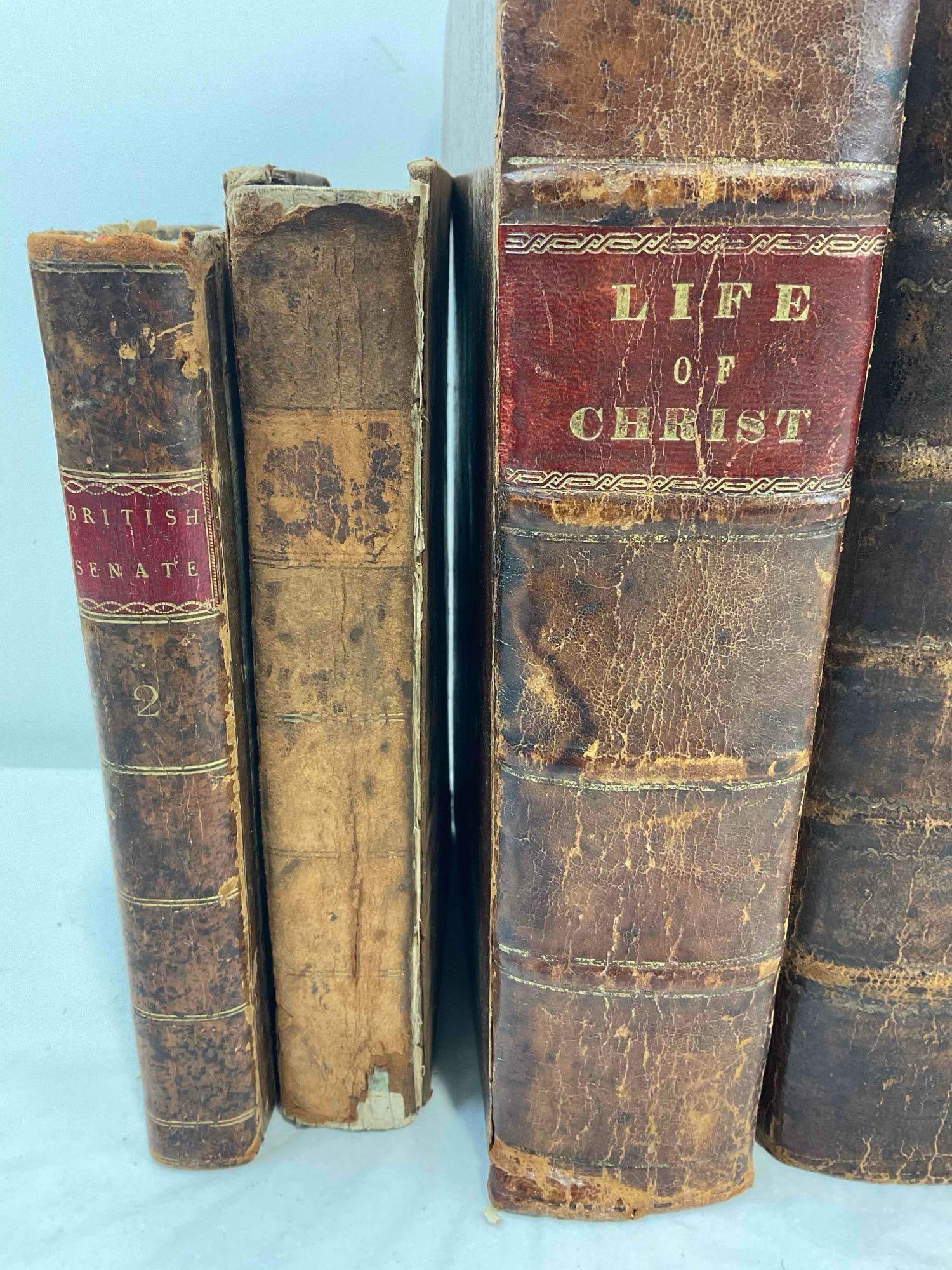 8 pcs Antique Books, incl. 1851 Leather Bound Swedish Old Testament Bible. Good Cond. - 4