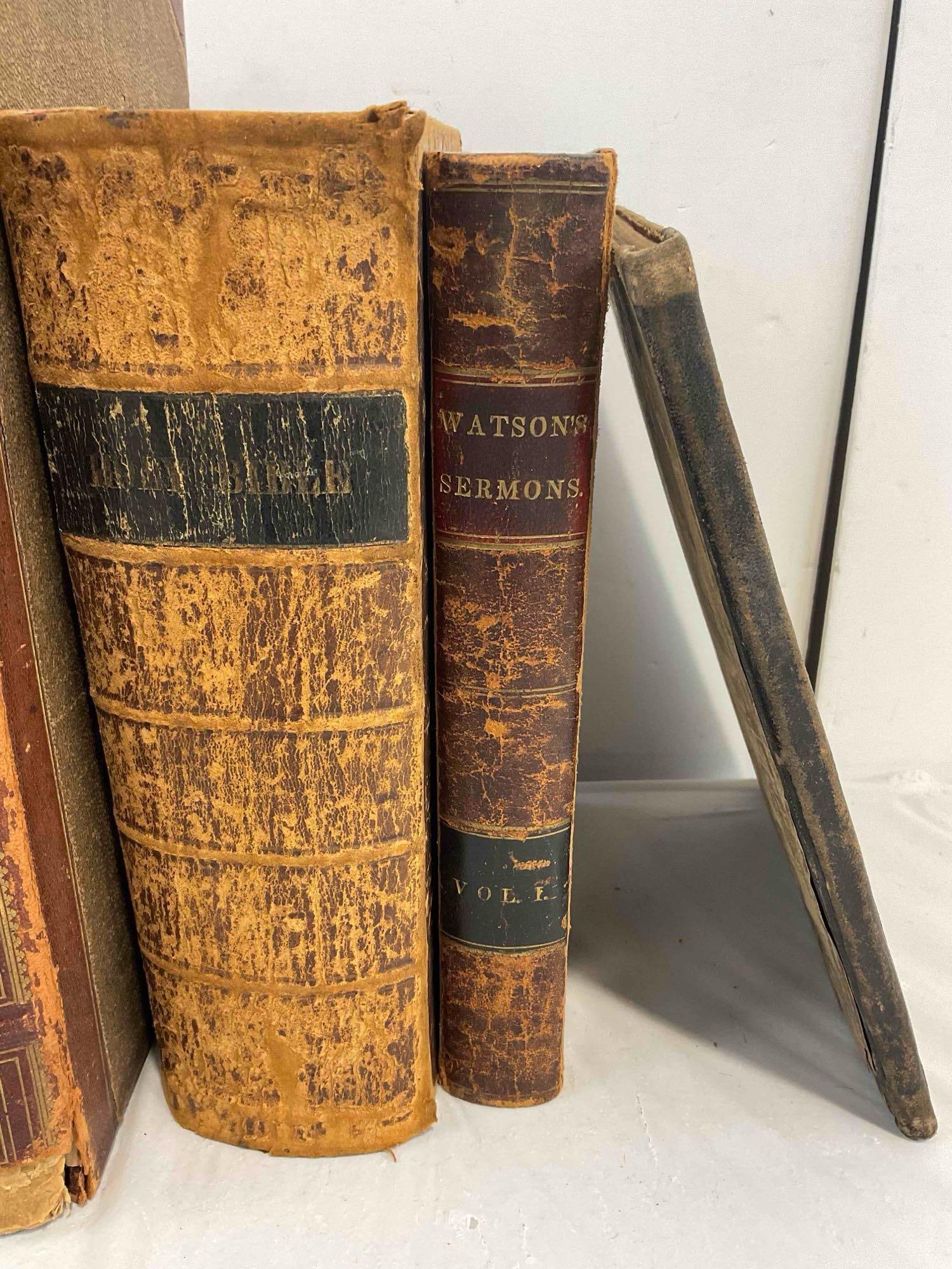 8 pcs Antique Books, incl. 1851 Leather Bound Swedish Old Testament Bible. Good Cond. - 6