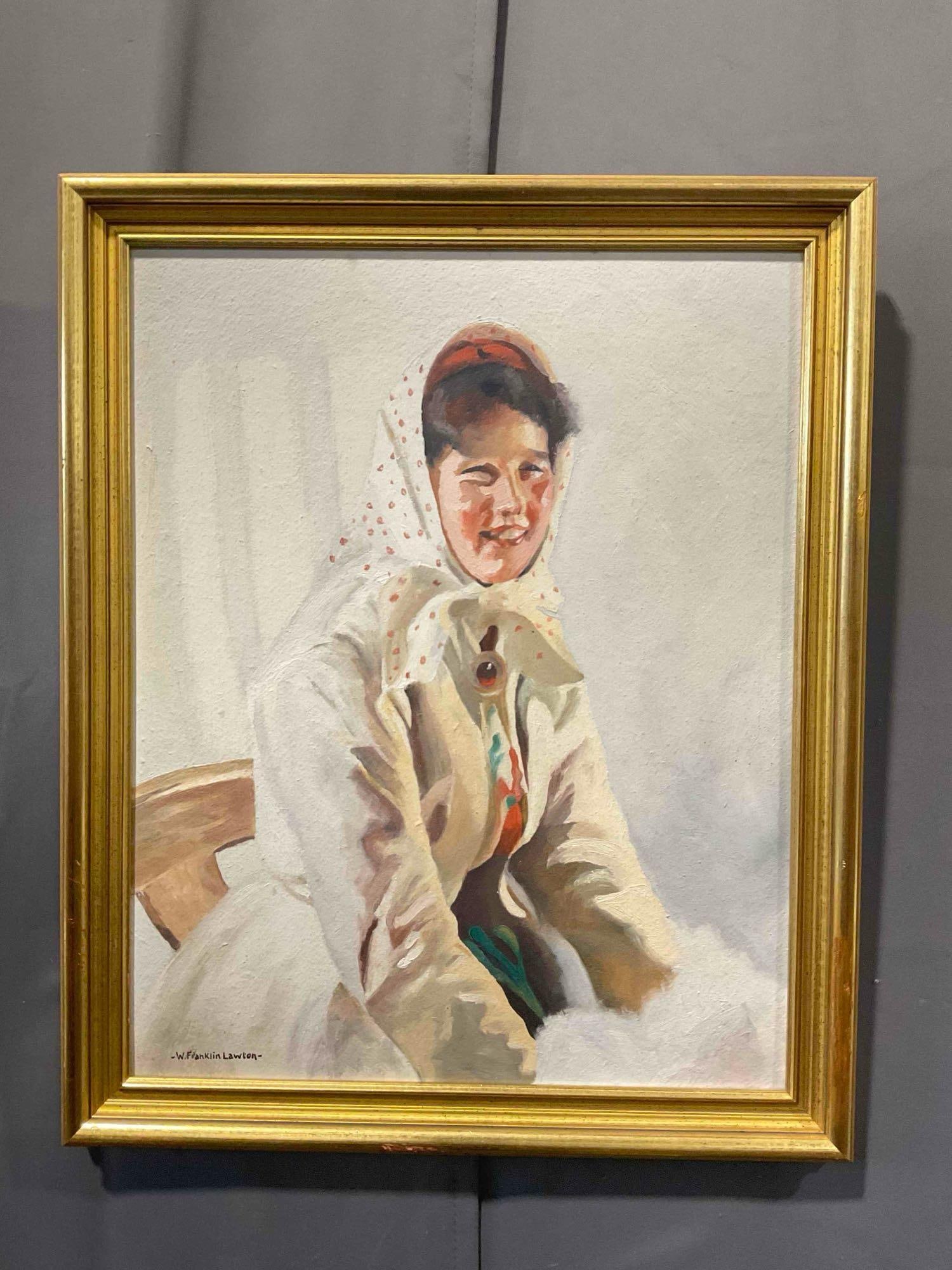 Framed Vintage Oil Painting Study of Anders Zorn's "Skeri-Kulla" by W. Franklin Lawton. See pics.: Framed Vintage Oil Painting Study of Anders Zorn's "Skeri-Kulla" by W. Franklin Lawton. Minor wear to frame, condition is otherwise very good. In wood frame. Measures 19" x 23" x 3" DM-5520 