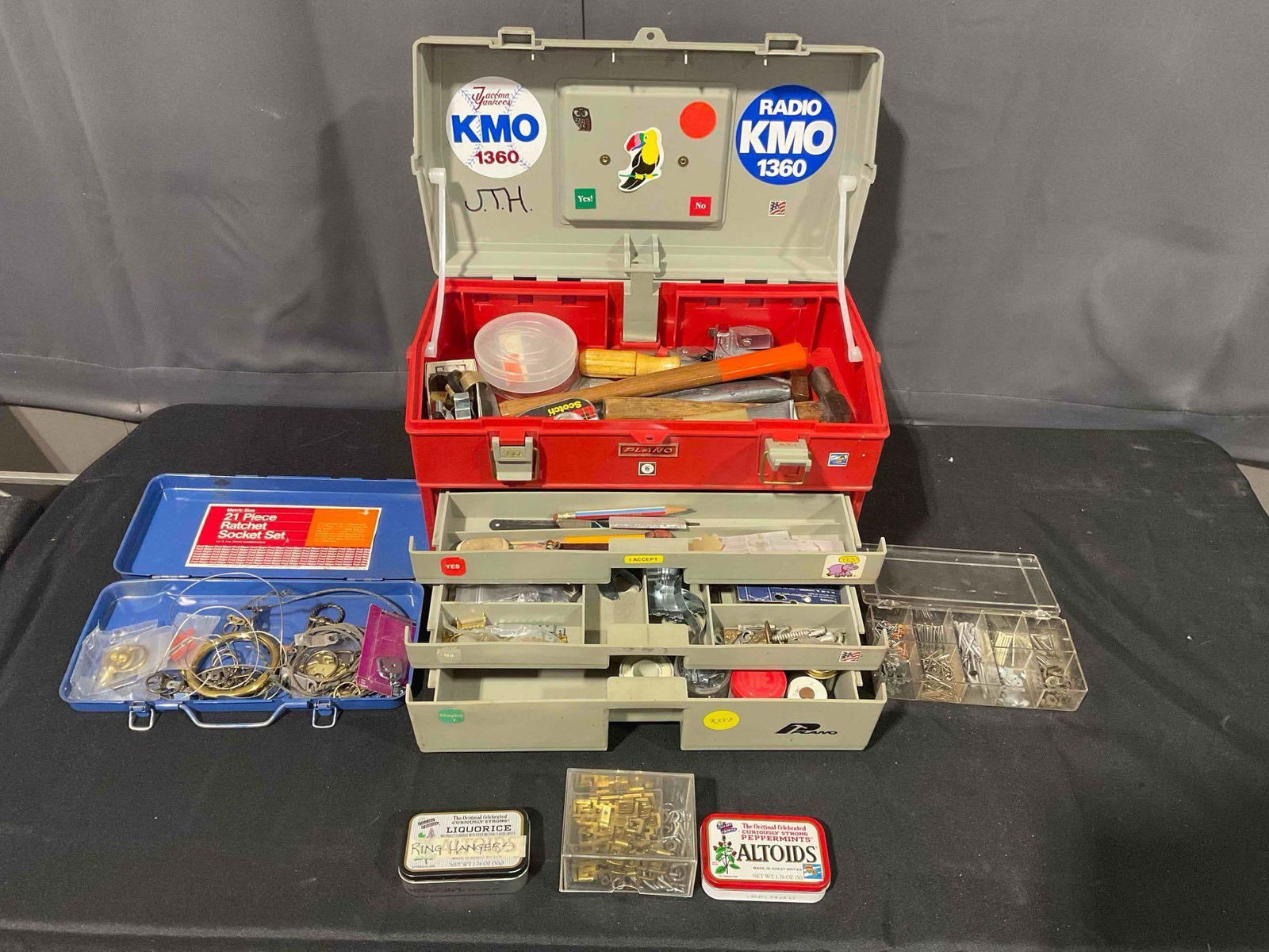 Vintage Plano Plastic Tool Box w/ Supplies. Measures 16" x 8" x 12" Good Condition. See pics. (1 of 11)