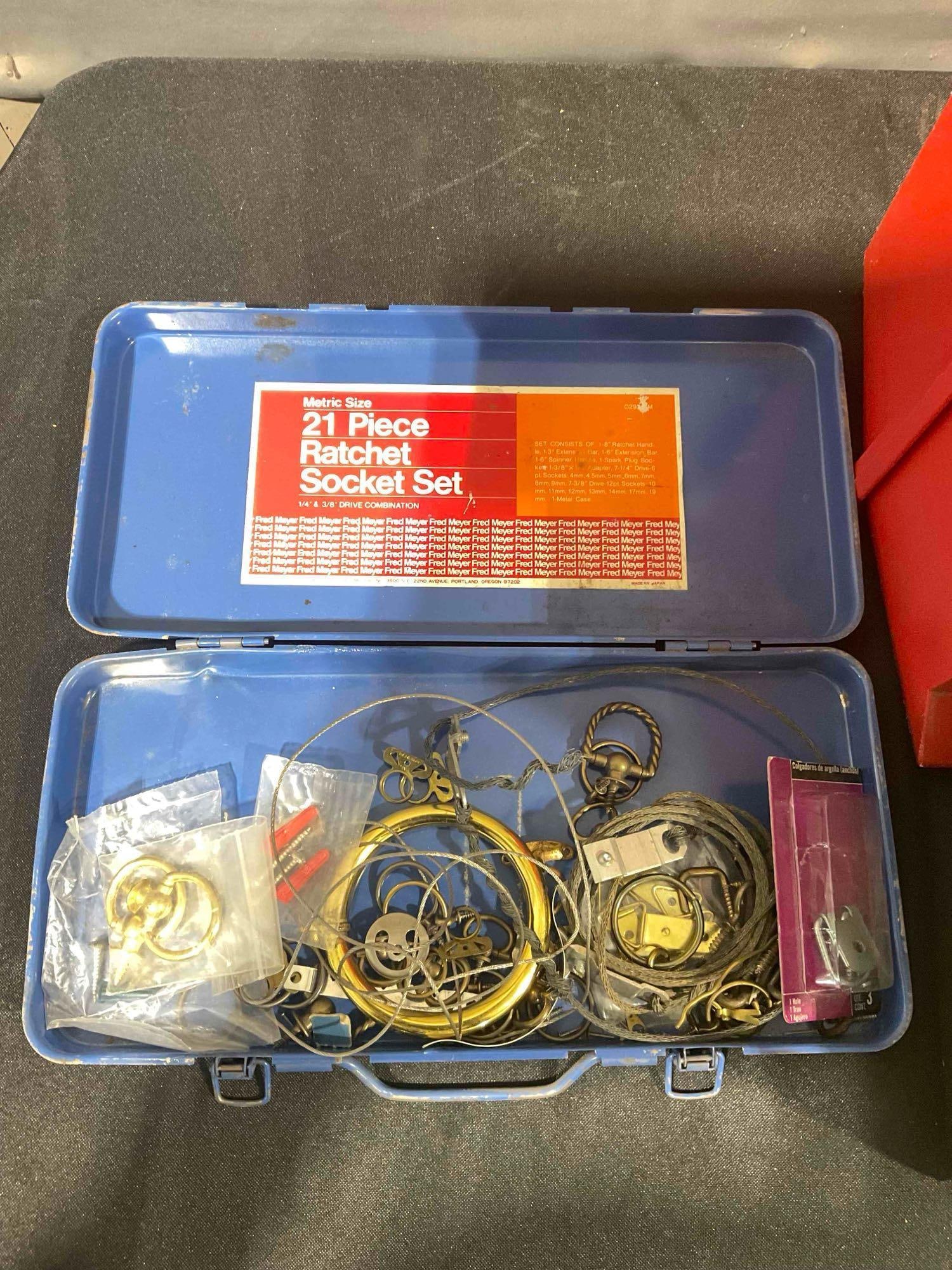 Vintage Plano Plastic Tool Box w/ Supplies. Measures 16" x 8" x 12" Good Condition. See pics. - 2