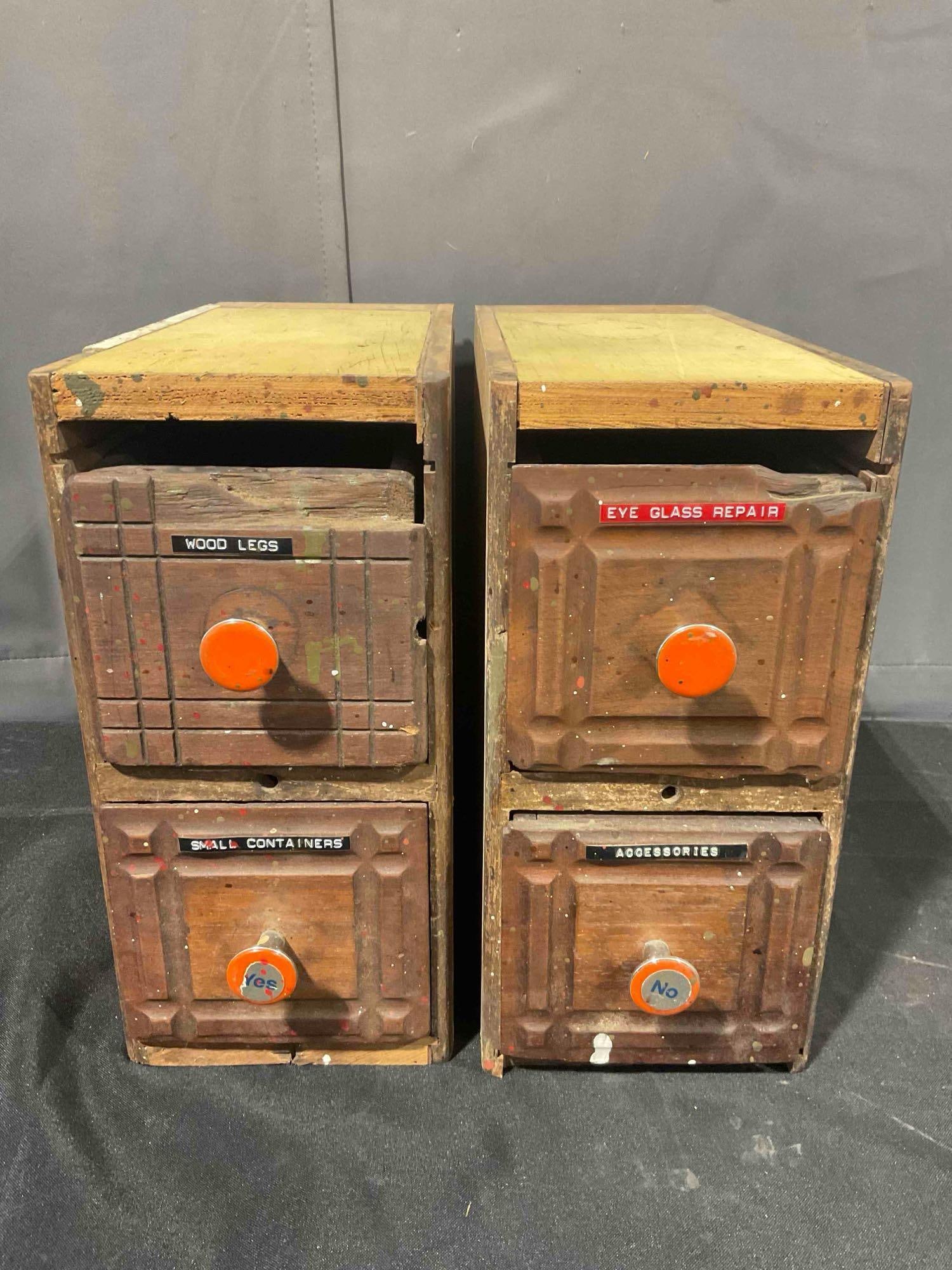 Pair of Vintage Home Workshop Made Wooden Catalogue Cabinets w/ 2 Drawers. See pics. (1 of 6)