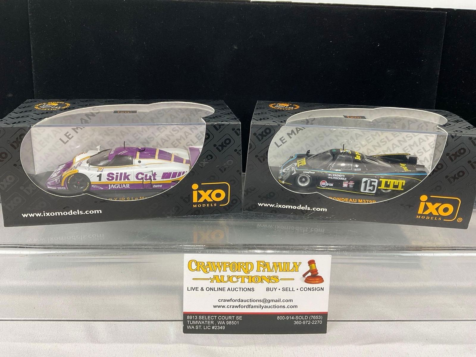2 IXO Models 1/43 Scale Diecast Car Models, 1980 Rondeau M379B & 1988 Jaguar XJR-9 Le Mans 24 hours: All comes from the same collection. Appears to be in good shape. The piece measures approx 6h x 7w x 4d inches. See pics. E-5420 