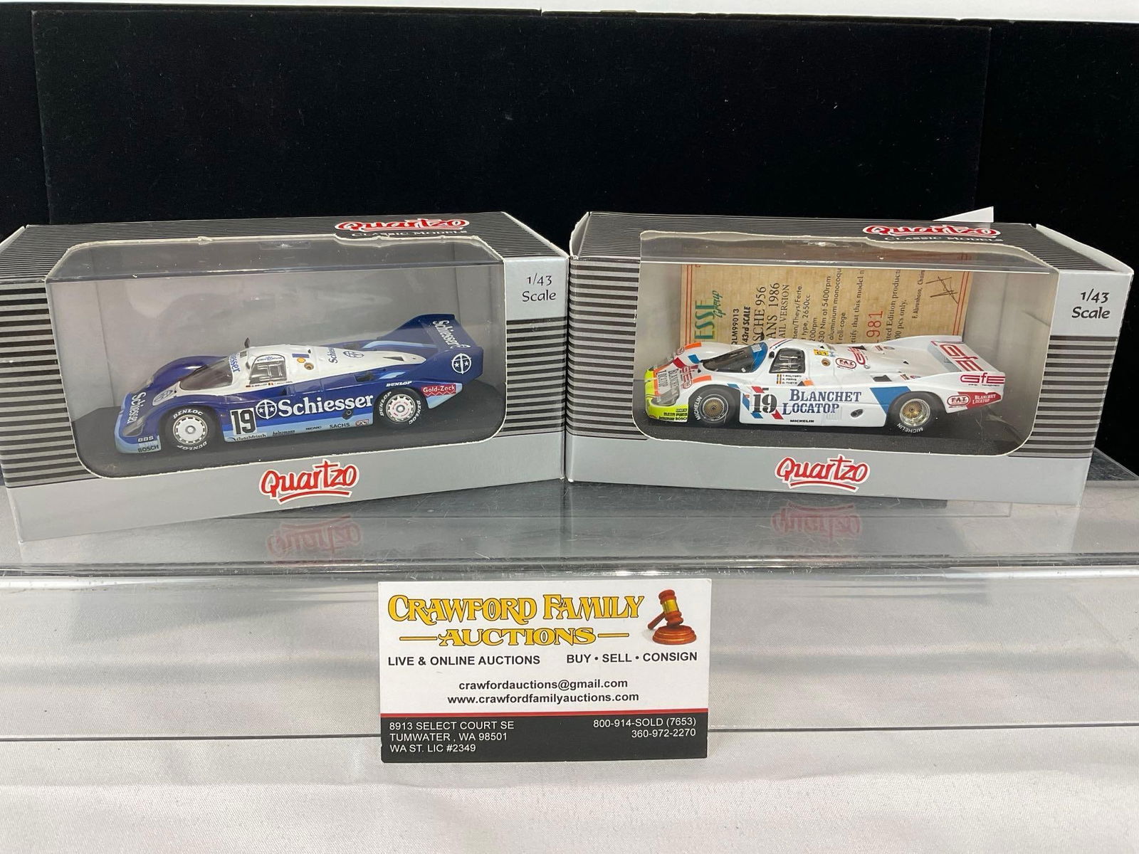 2 Quartzo 1985 & 1986 Porsche 956 1/43 Scale Diecast Car Models, Short & Long Tails, Thierry Bout...: All comes from the same collection. Appears to be in good shape. The piece measures approx 6h x 7w x 4d inches. See pics. E-5420 