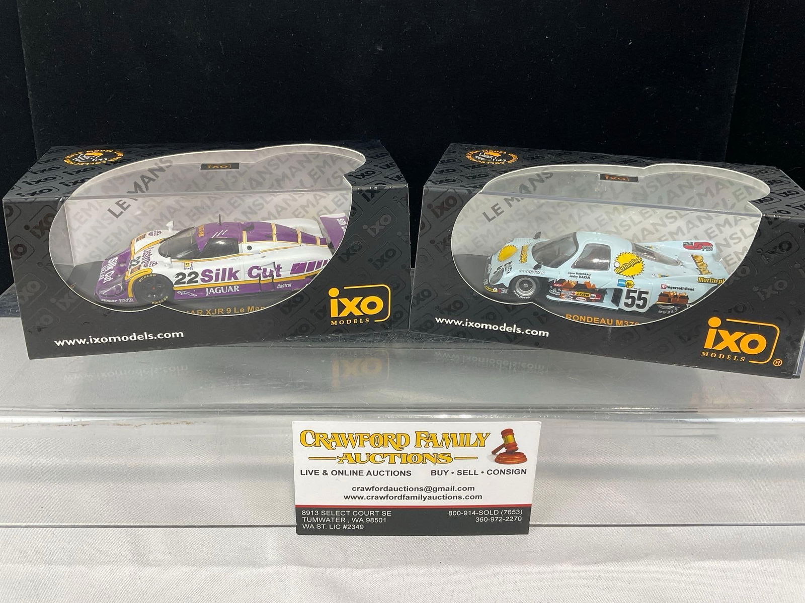 2 IXO Models 1/43 Scale Diecast Car Models, 1979 Rondeau M379 & 1988 Jaguar XJR-9 Le Mans 24 Hours: All comes from the same collection. Appears to be in good shape. The piece measures approx 6h x 7w x 4d inches. See pics. E-5420