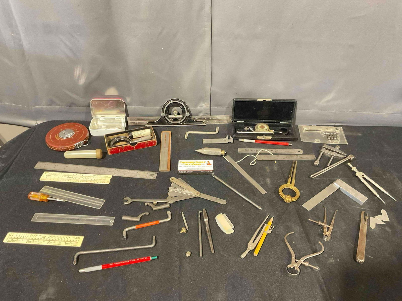30+ pcs Vintage Machinist's Tools, incl. Calipers, L.S. Starrett Speed Indicator, Protractor & Mo... (1 of 9)