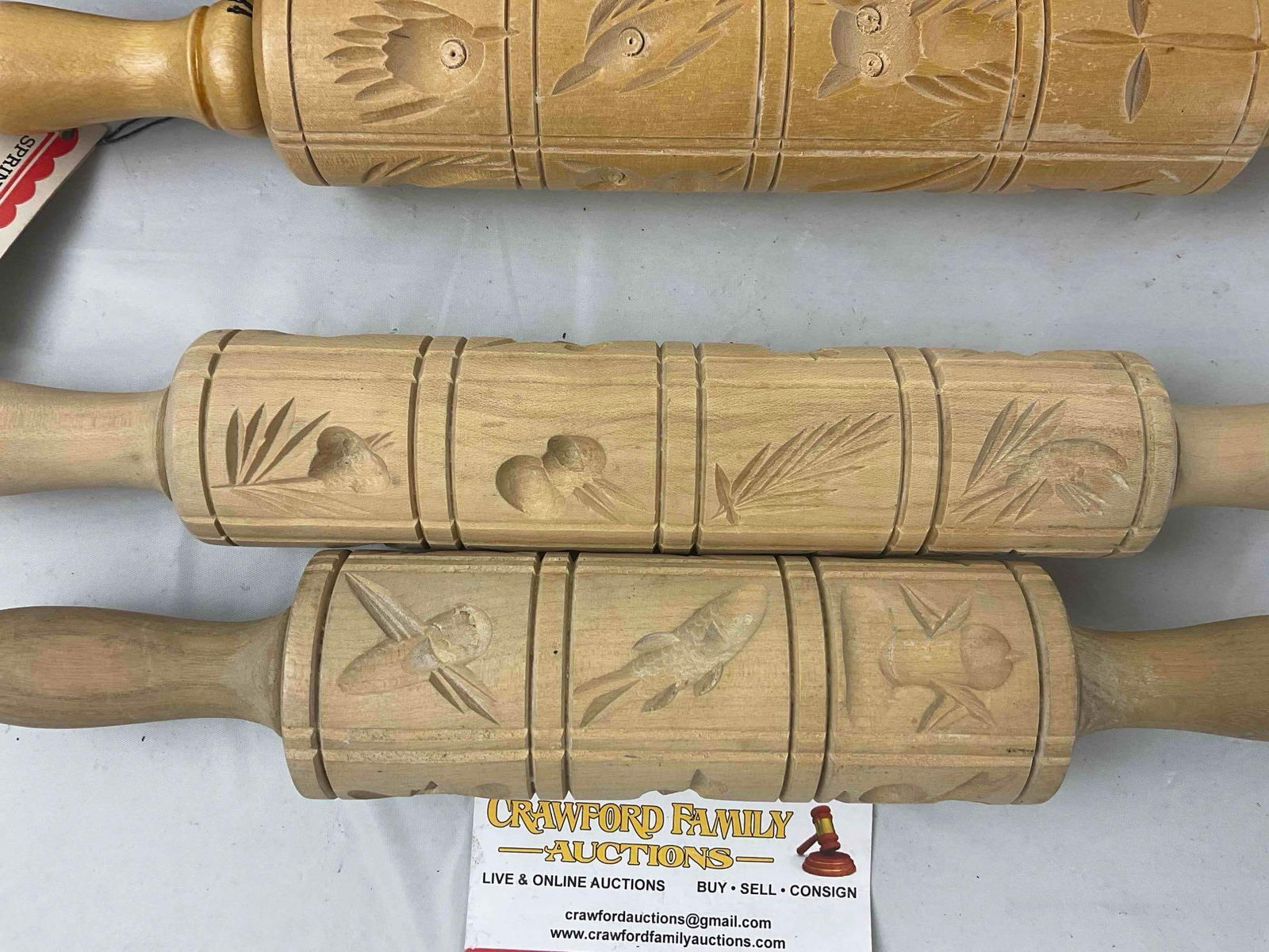 Vintage 3x Springerle Cookie Rolling Pins & 1x Japanese Kashigata Cake Mold. Excellent Condition. - 5