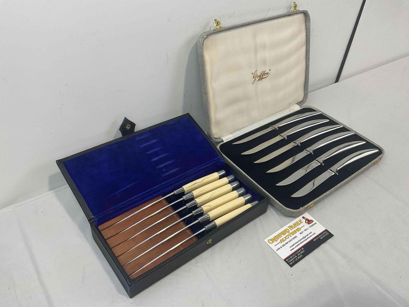 2 pcs Vintage Stainless Steel Steak Knife 6 pc Sets by Griffon & Briddell. Very Good Condition. - 3