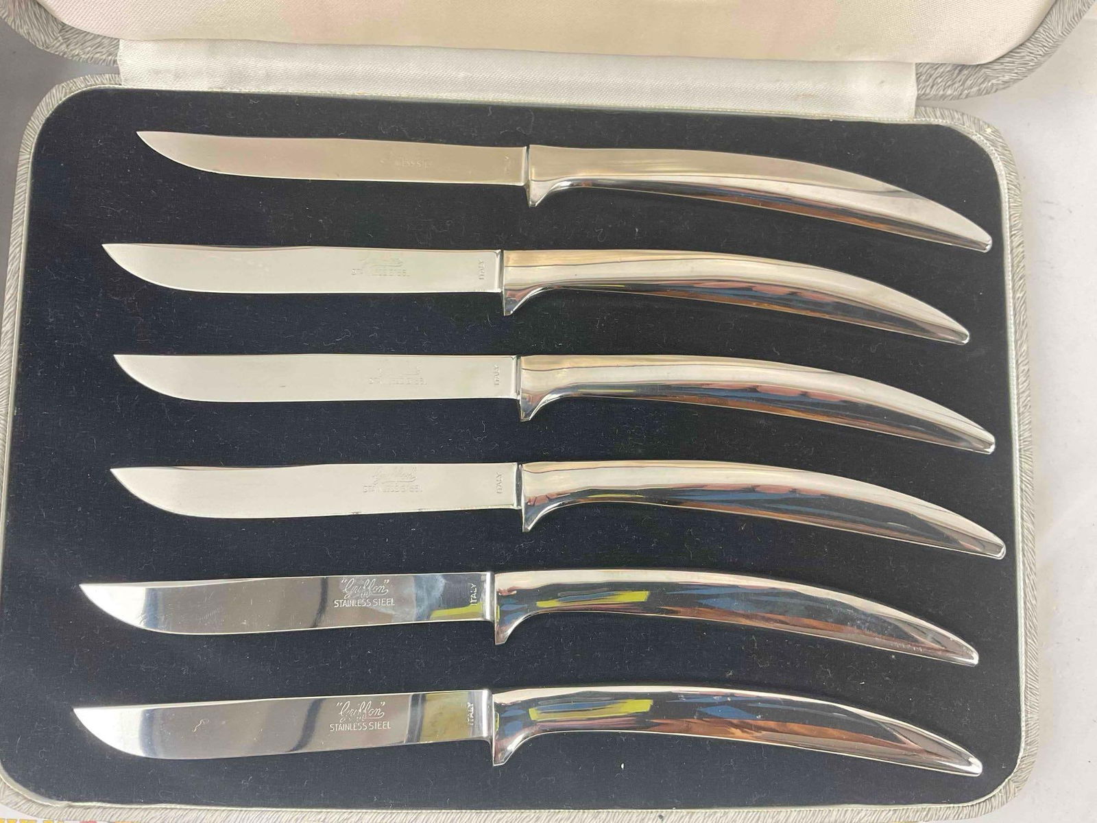 2 pcs Vintage Stainless Steel Steak Knife 6 pc Sets by Griffon & Briddell. Very Good Condition. - 5