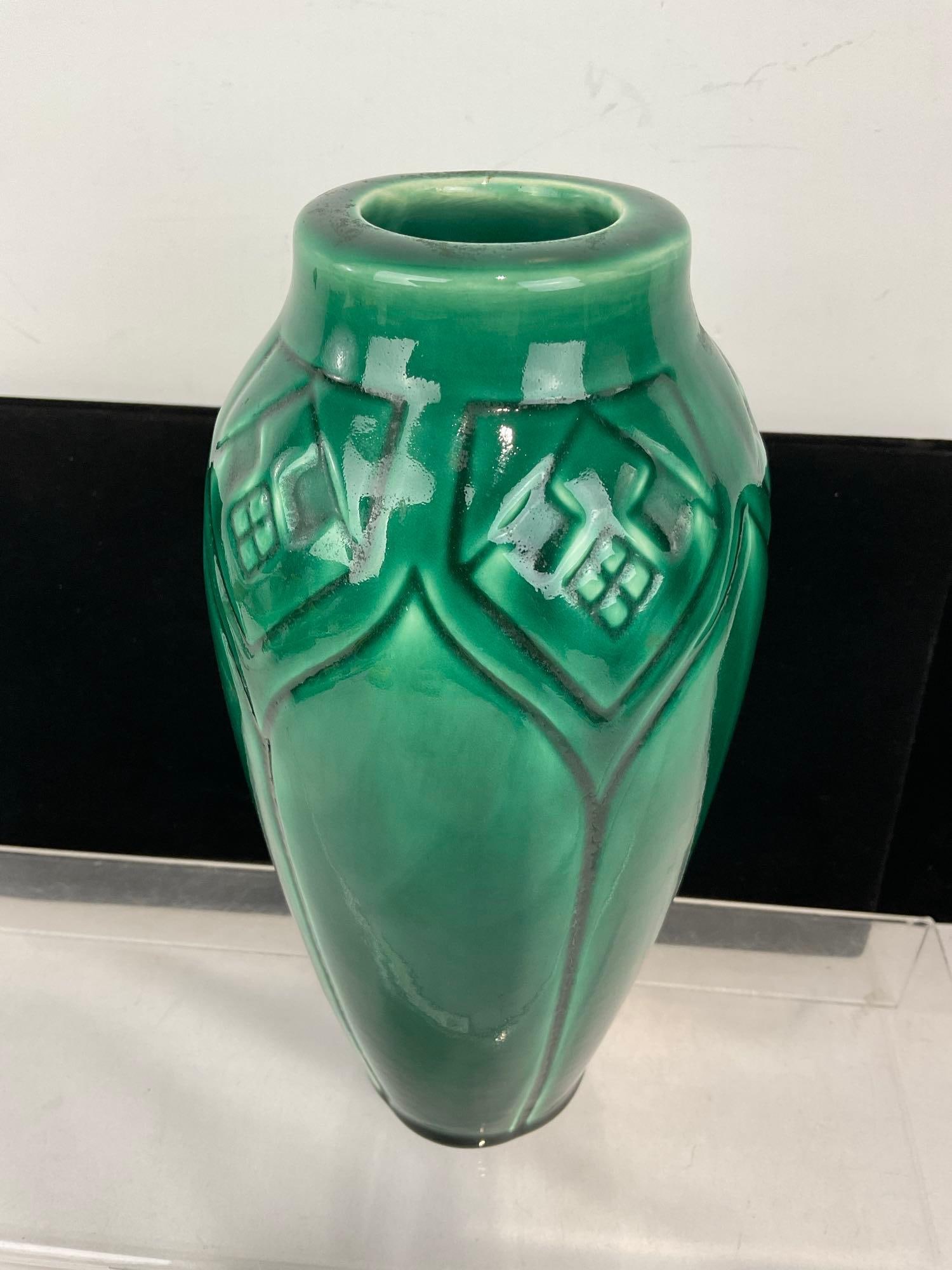 Early 20th Century Rookwood Pottery High-Gloss Turquoise Glaze, 10h x 5w x 5d inches - 2