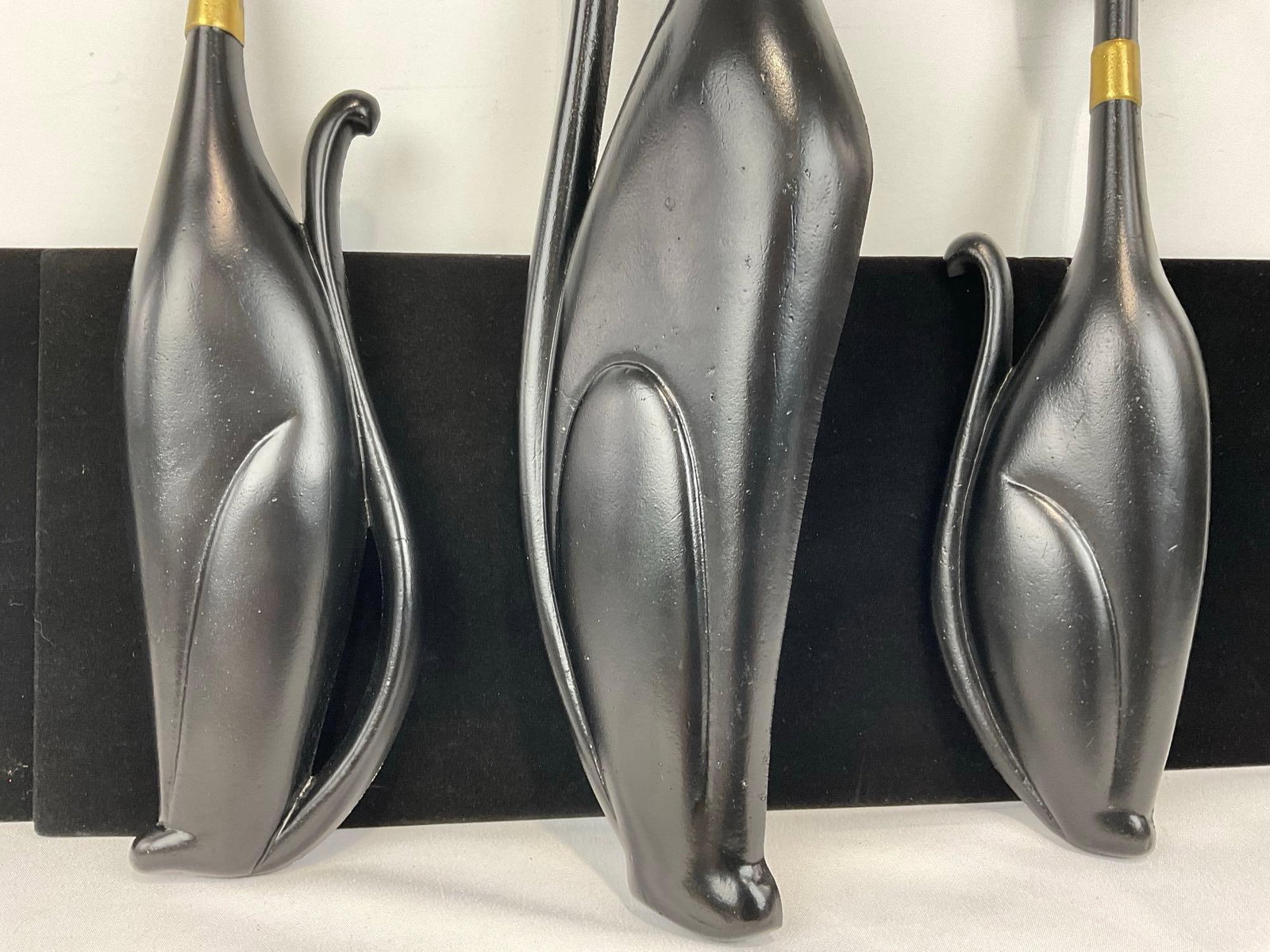 3 Mid Century Modern Sexton Black Cat Wall Figures, Cast Metal, 20h x 6w x 4d inches - 3