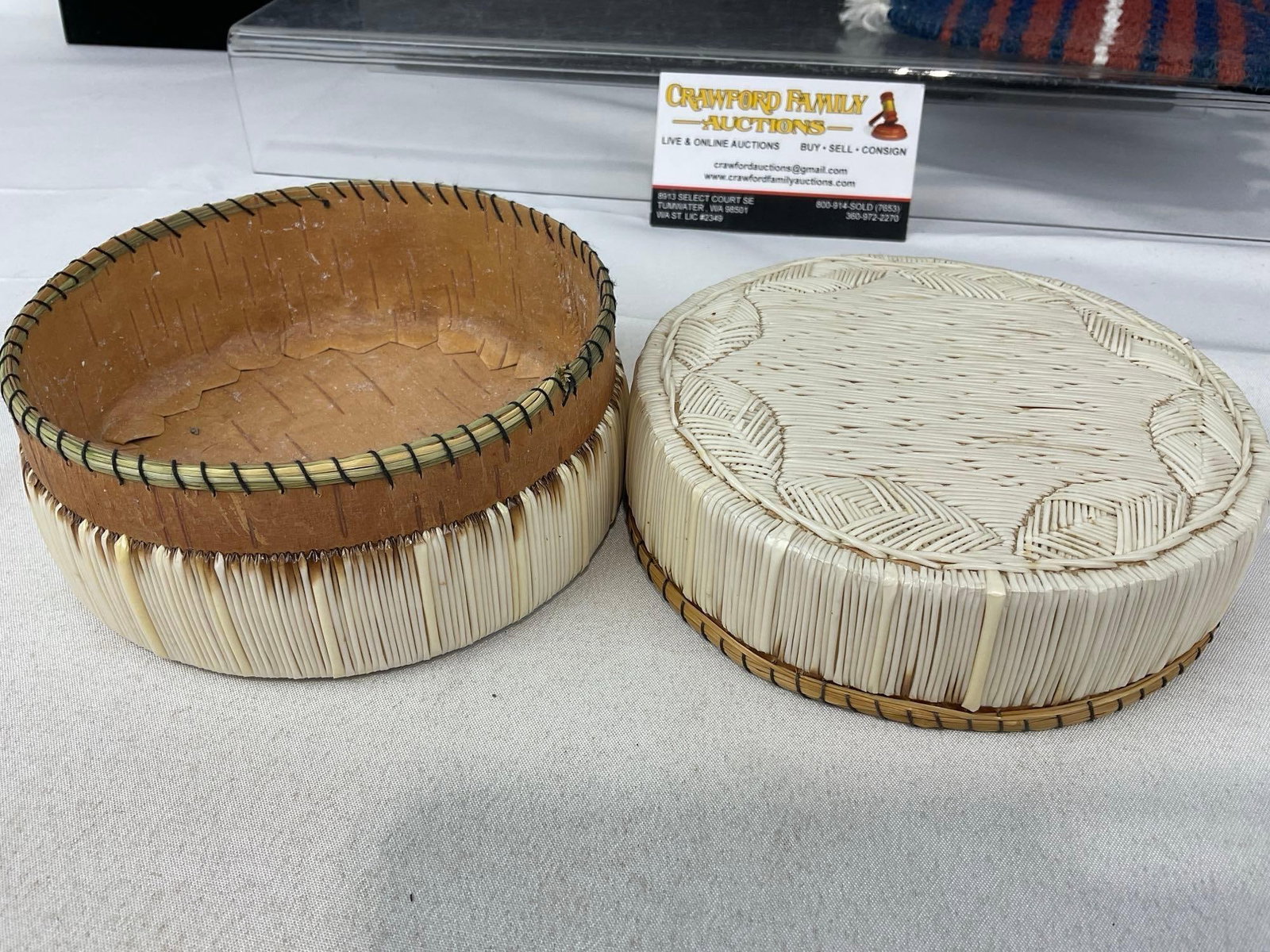 3 Native American pcs, Sioux Pottery Vase Painted & Etched, Mini Rug & Ojibwe Porcupine Quill Bas... - 4