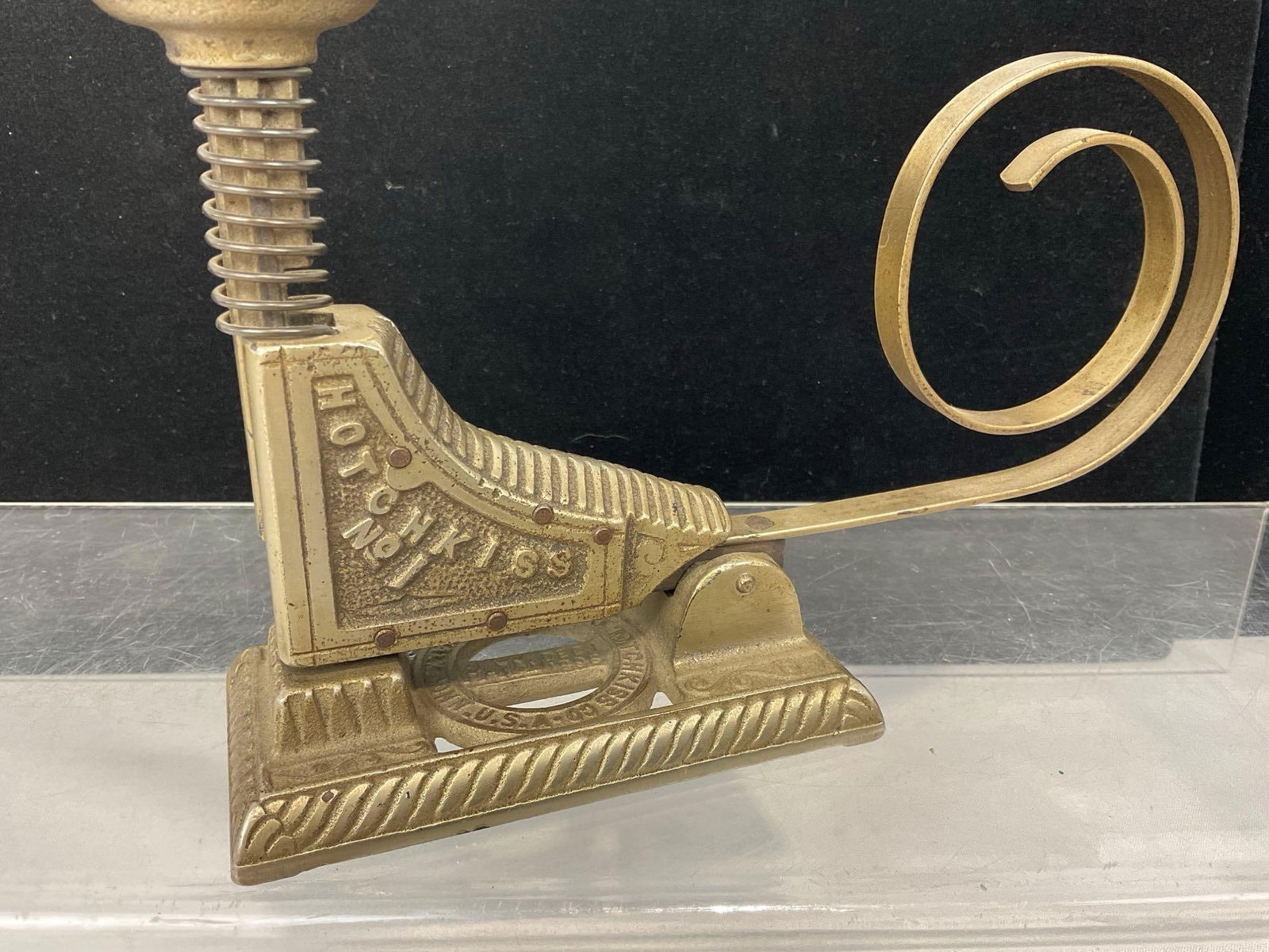 Antique Hotchkiss no.1 Stapler, Cast Iron, last patent date 1896, 6h x 8w x 3d inches - 3