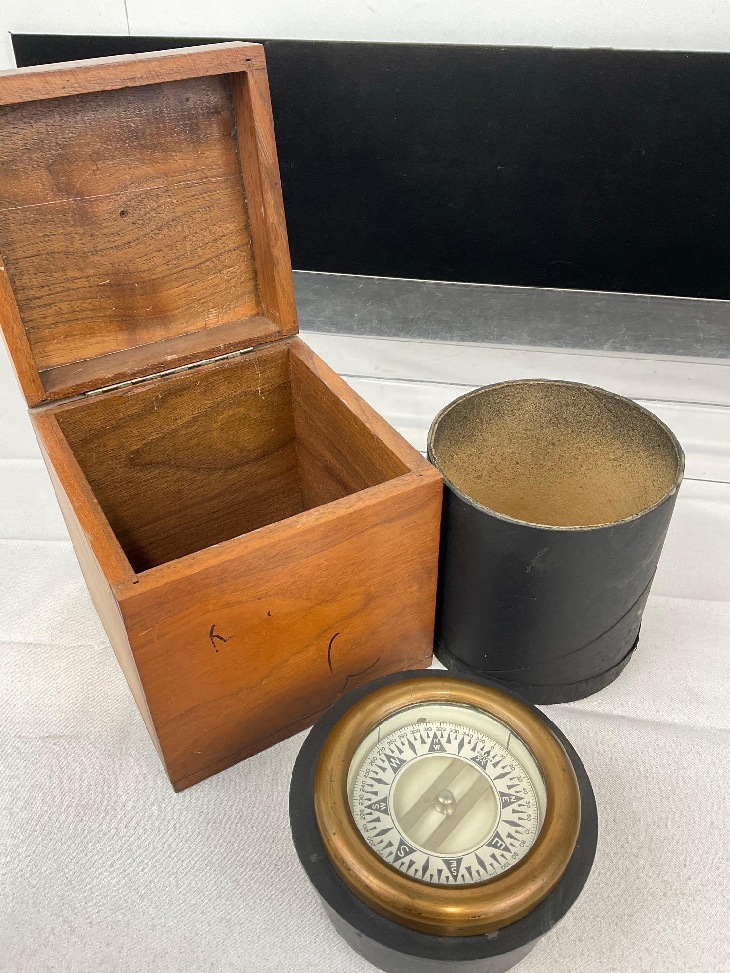 Vintage Crittenden Nautical Compass in Wooden Case, no gimbal included, 7h x 6w x 6d inches - 3