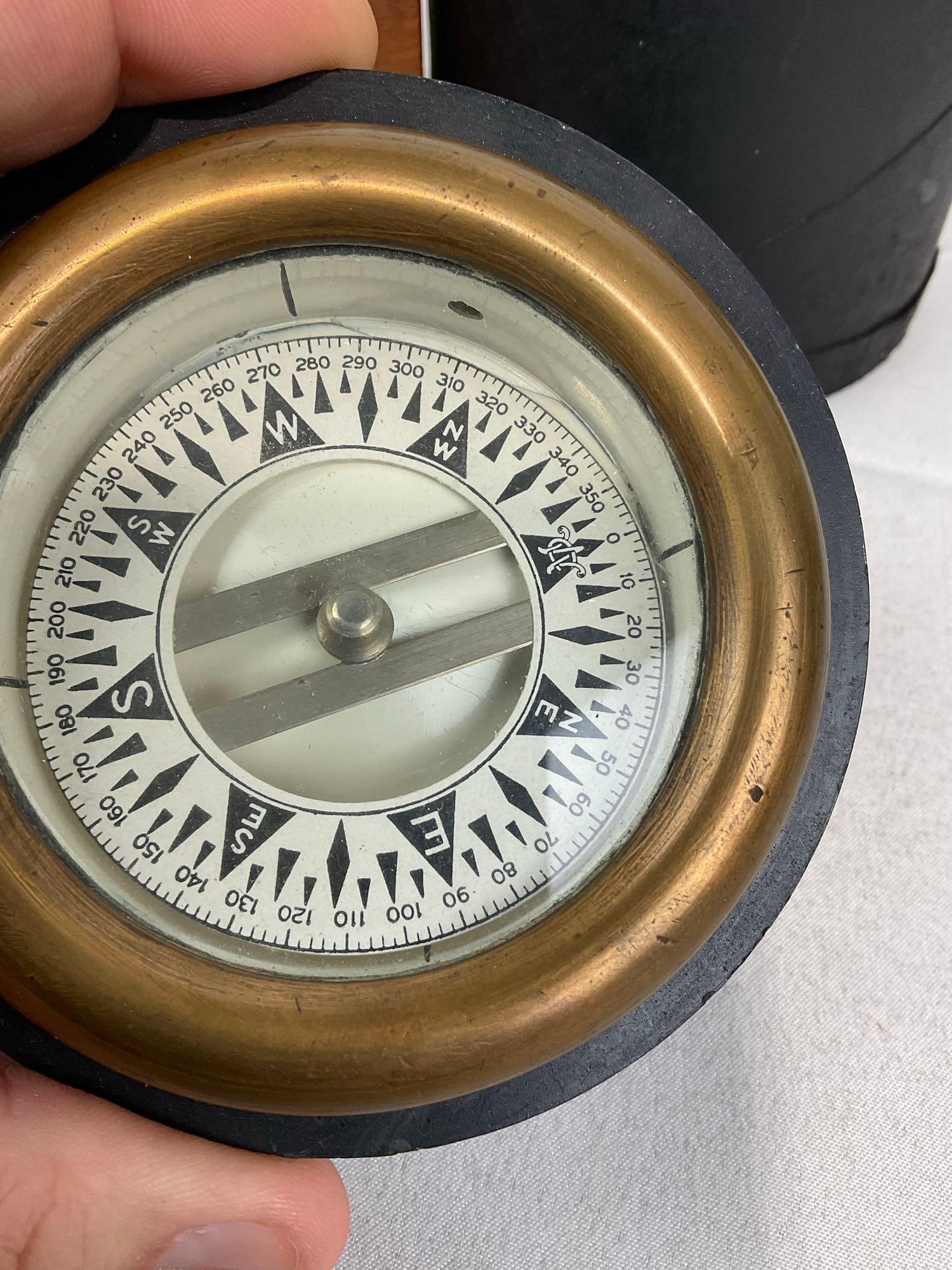 Vintage Crittenden Nautical Compass in Wooden Case, no gimbal included, 7h x 6w x 6d inches - 4