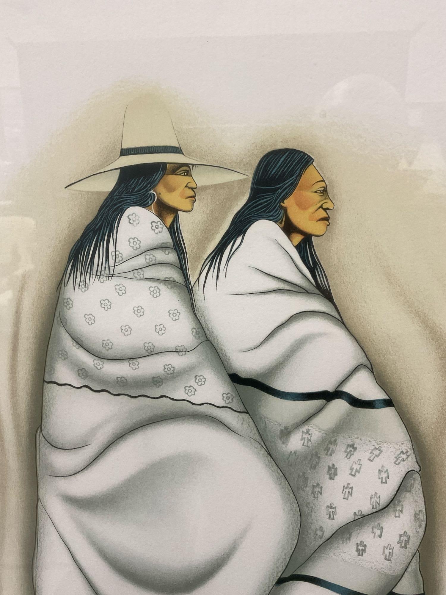 Framed #d 203/300 & Signed Litho titled Two Visitors by Robert Redbird Sr. (1939-2016) 35x27 in - 3