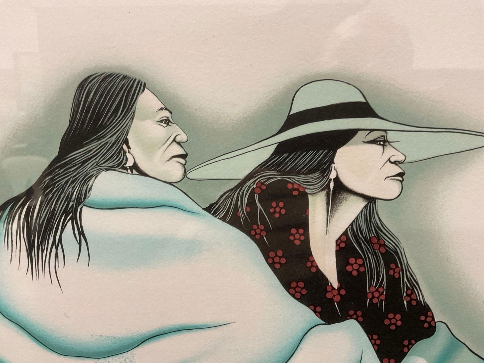 Framed #d 145/300 & Signed Litho Two at Peace titled Robert Redbird Sr. (1939-2016) 30x36 in - 3