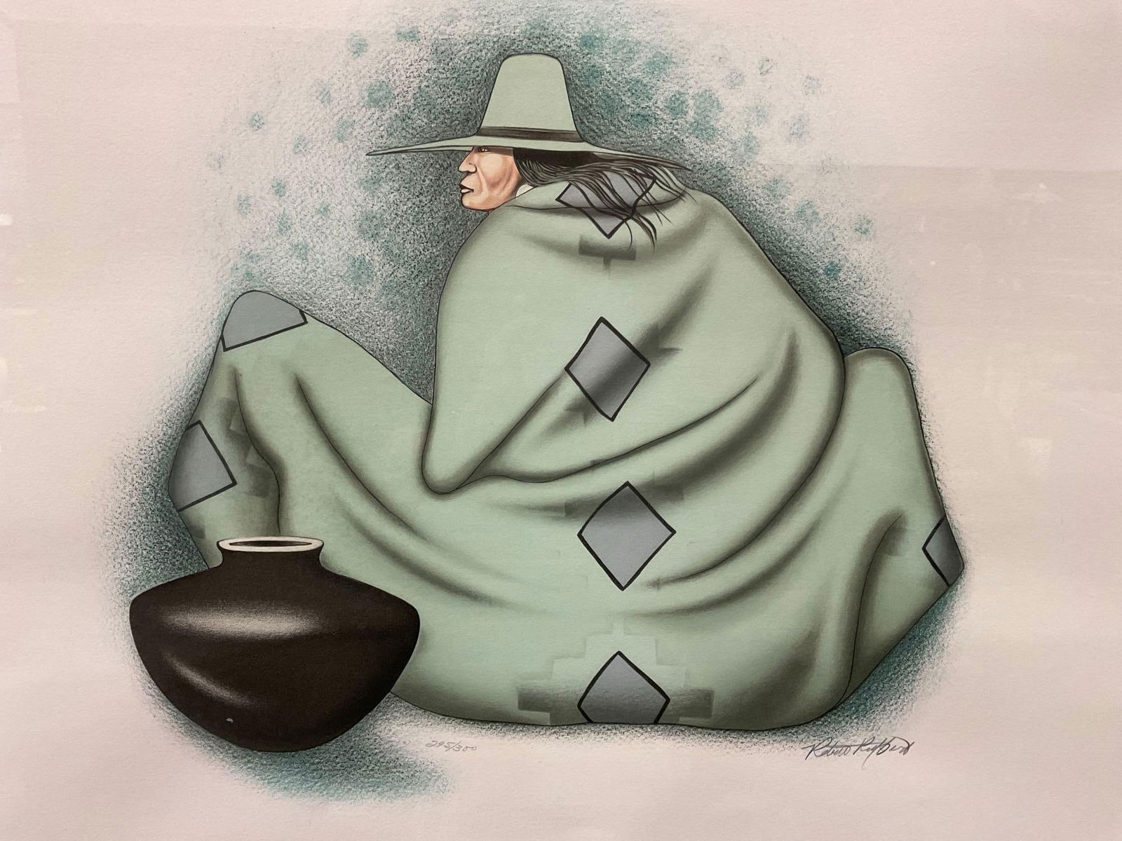 Framed #d 295/300 & Signed Litho titled The Wise One by Robert Redbird Sr. (1939-2016) 30x38 in - 2