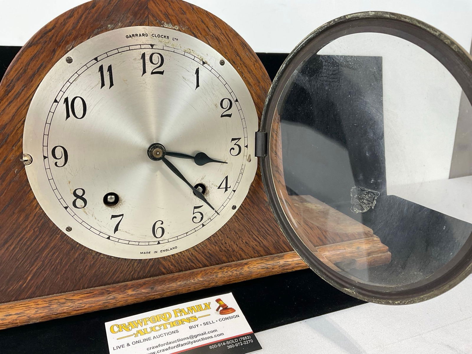 Early 20th Century 1930s Oak English Humpback Mantel Clock Time Strike, 9h x 17w x 6d inches - 2