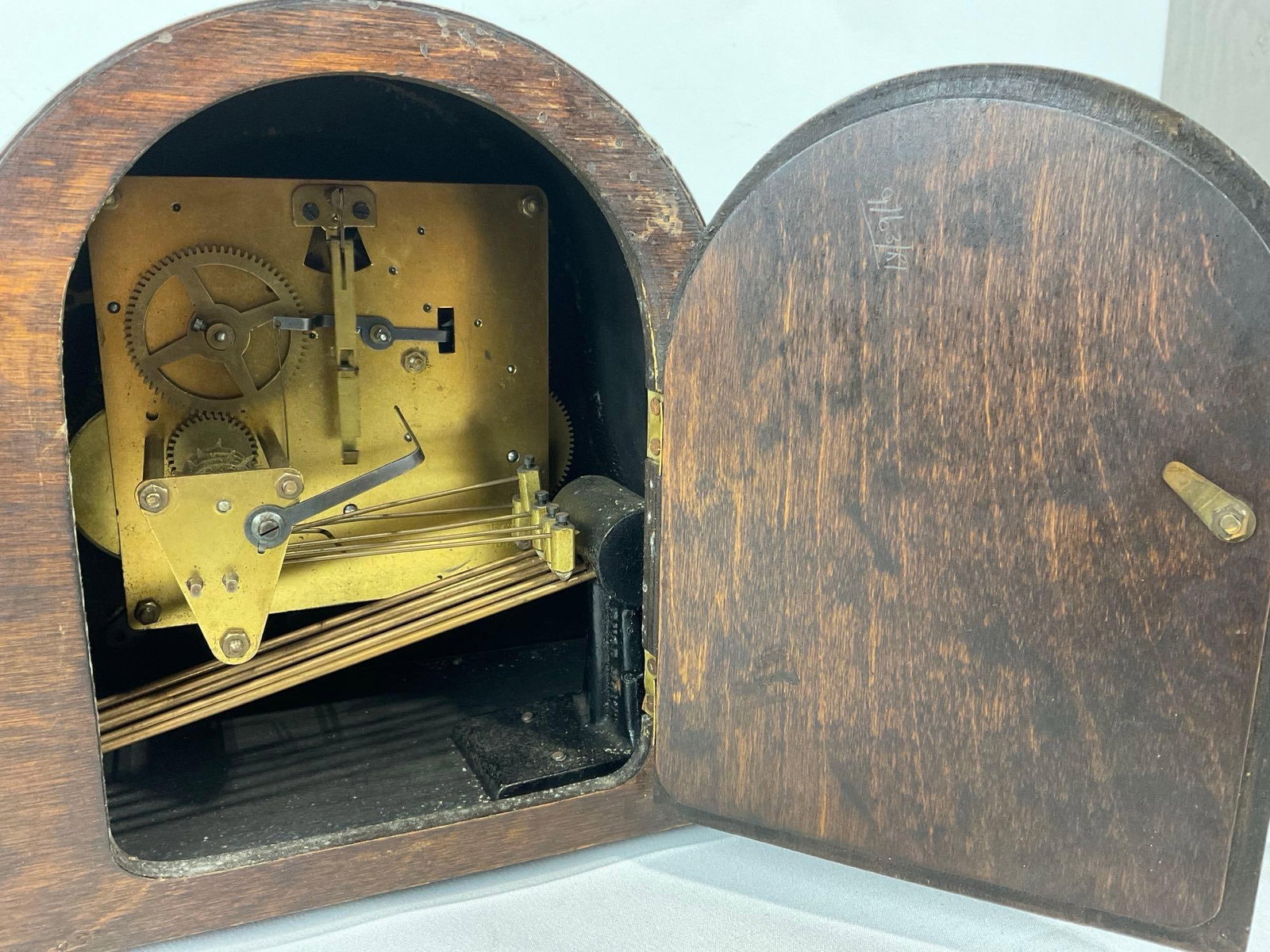 Antique Welby(?) German Humpback Mantel Clock, Time Strike Chime, 10h x 17w x 6d inches - 5