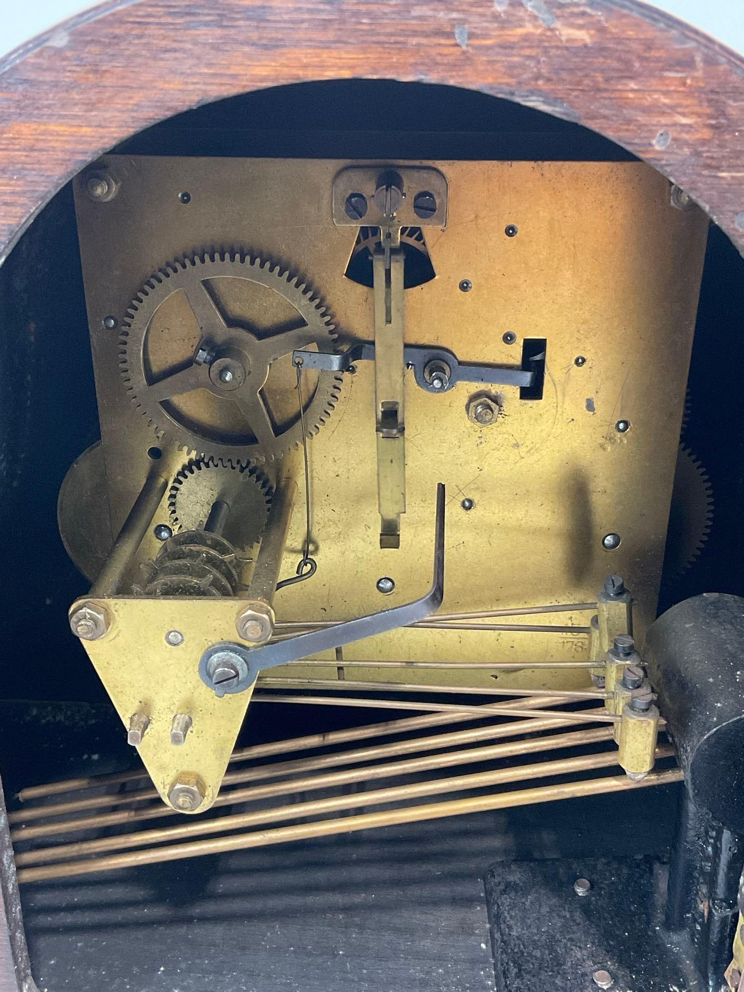 Antique Welby(?) German Humpback Mantel Clock, Time Strike Chime, 10h x 17w x 6d inches - 6