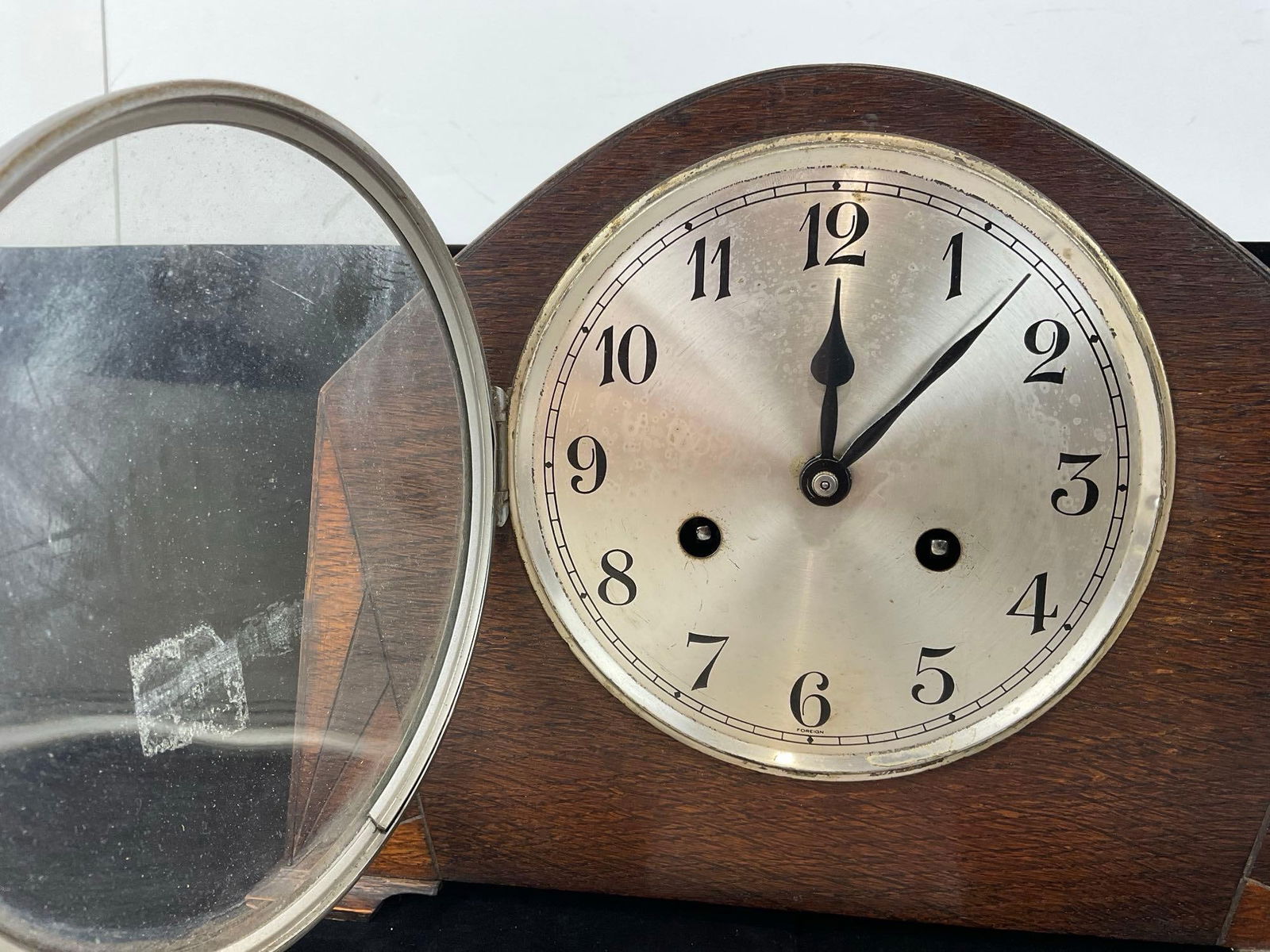 Early 20th Century Mantel Clock Time Strike w/handsome marquetry details, 9h x 13w x 6d - 2