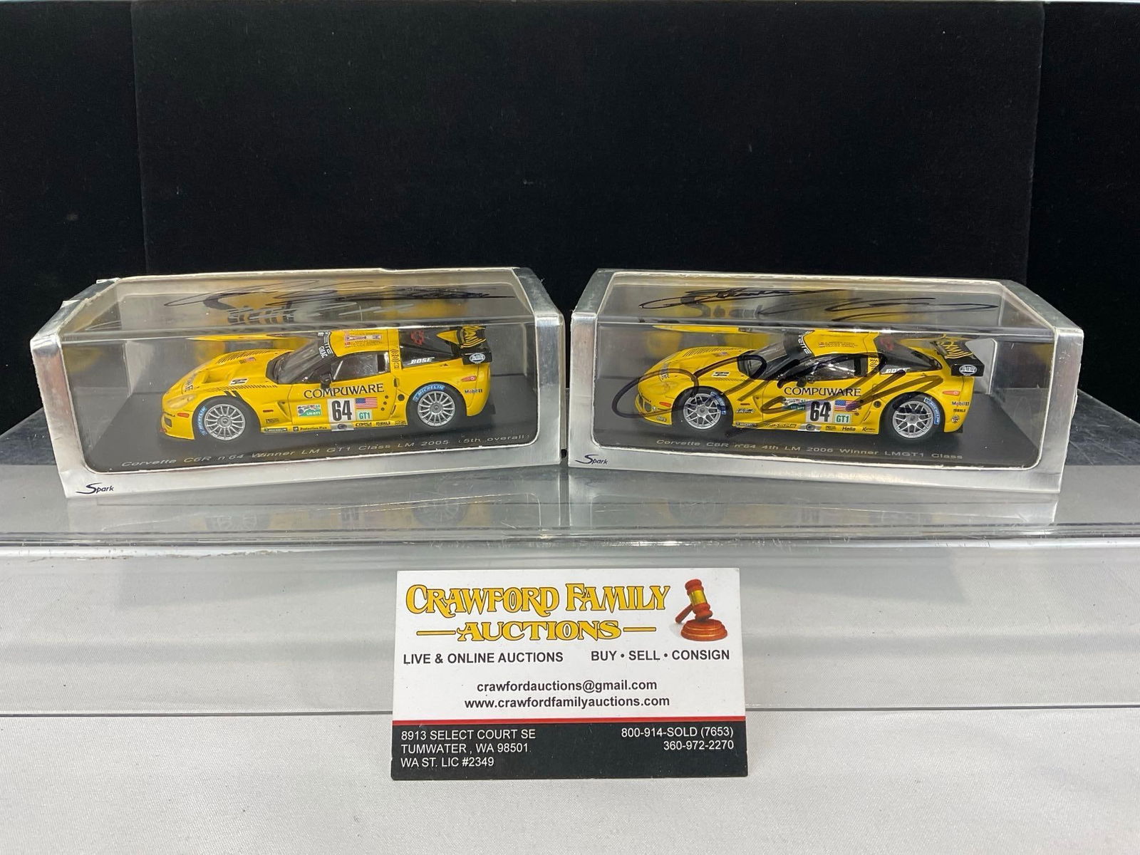 2 Spark 1/43 Scale Diecast Car Models, 2005-06 Corvette C6R LM24H, Signed by all three drivers (1 of 9)