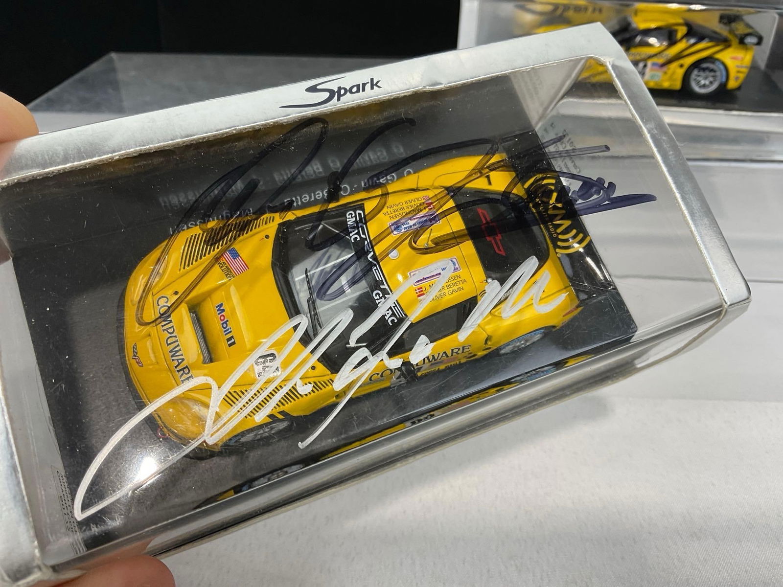 2 Spark 1/43 Scale Diecast Car Models, 2005-06 Corvette C6R LM24H, Signed by all three drivers - 2