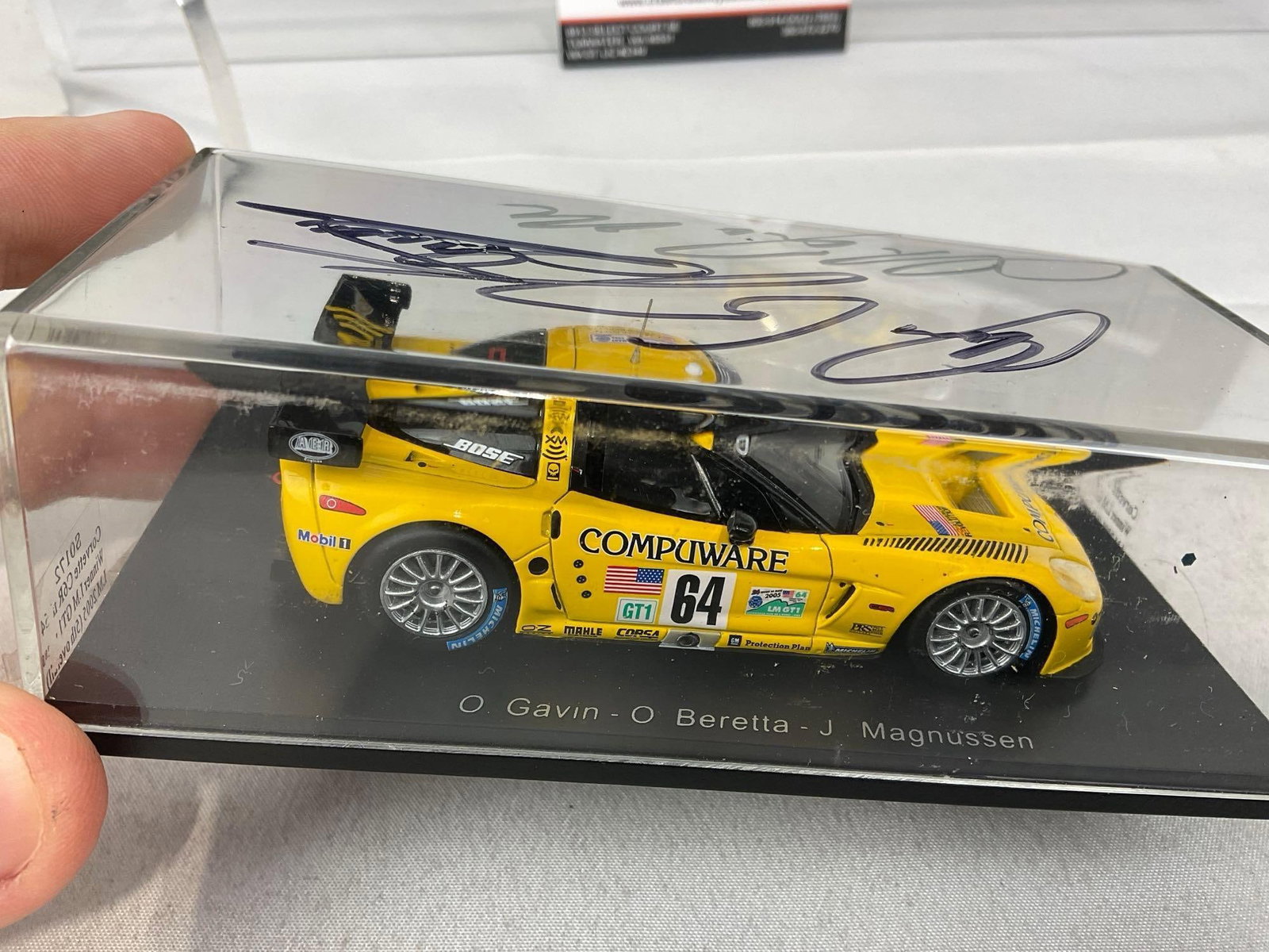 2 Spark 1/43 Scale Diecast Car Models, 2005-06 Corvette C6R LM24H, Signed by all three drivers - 5