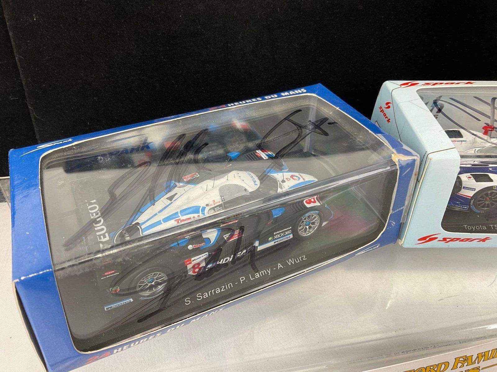 2 Spark 1/43 Diecast Car Models, 2008 Peugeot HD1 & 2014 Toyota TS040 Hybrid, Signed by 4 Drivers - 3