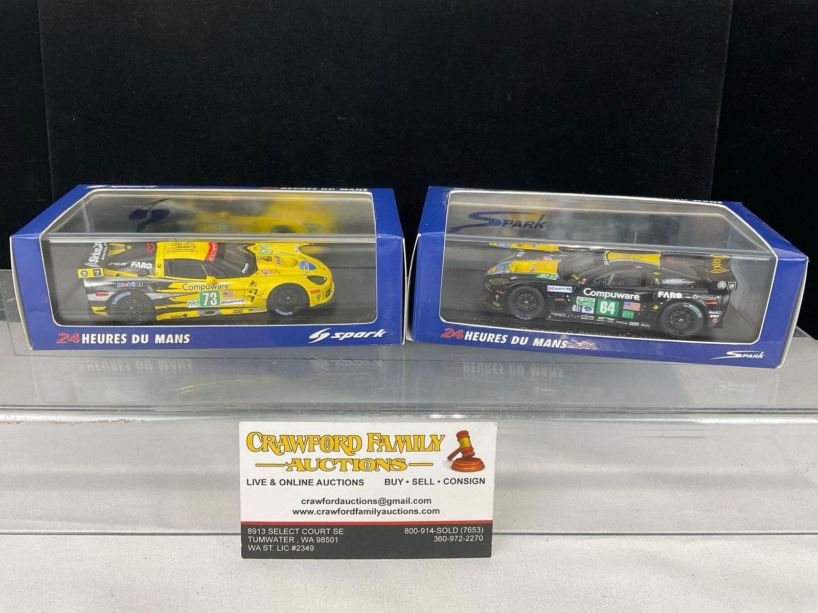 2 Spark 1/43 Diecast Car Models, Chevy Corvette 2009 C6R & 2011 C6 ZR1, Le Mans (1 of 10)