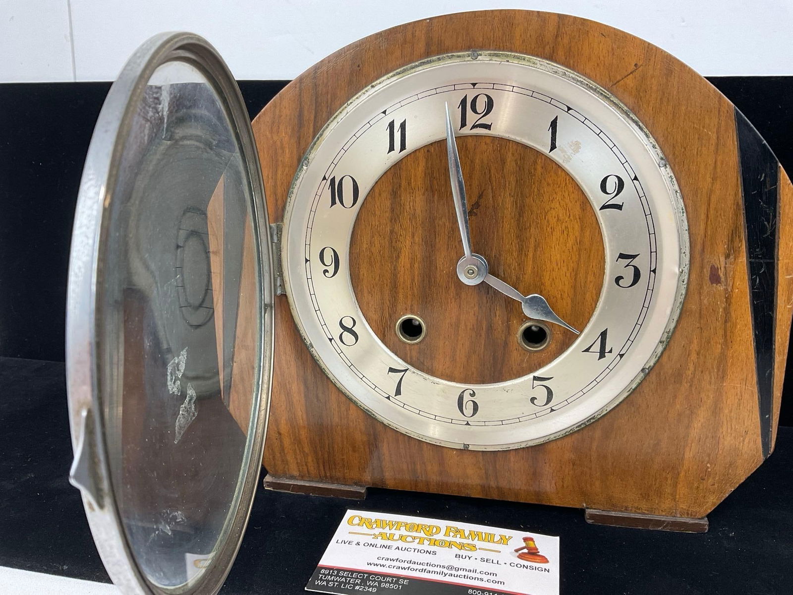 Early 20th Century Mantel Clock, Time Strike, Inlaid Wood, Westminster Chime, 9h x 10w x 6d inches - 2