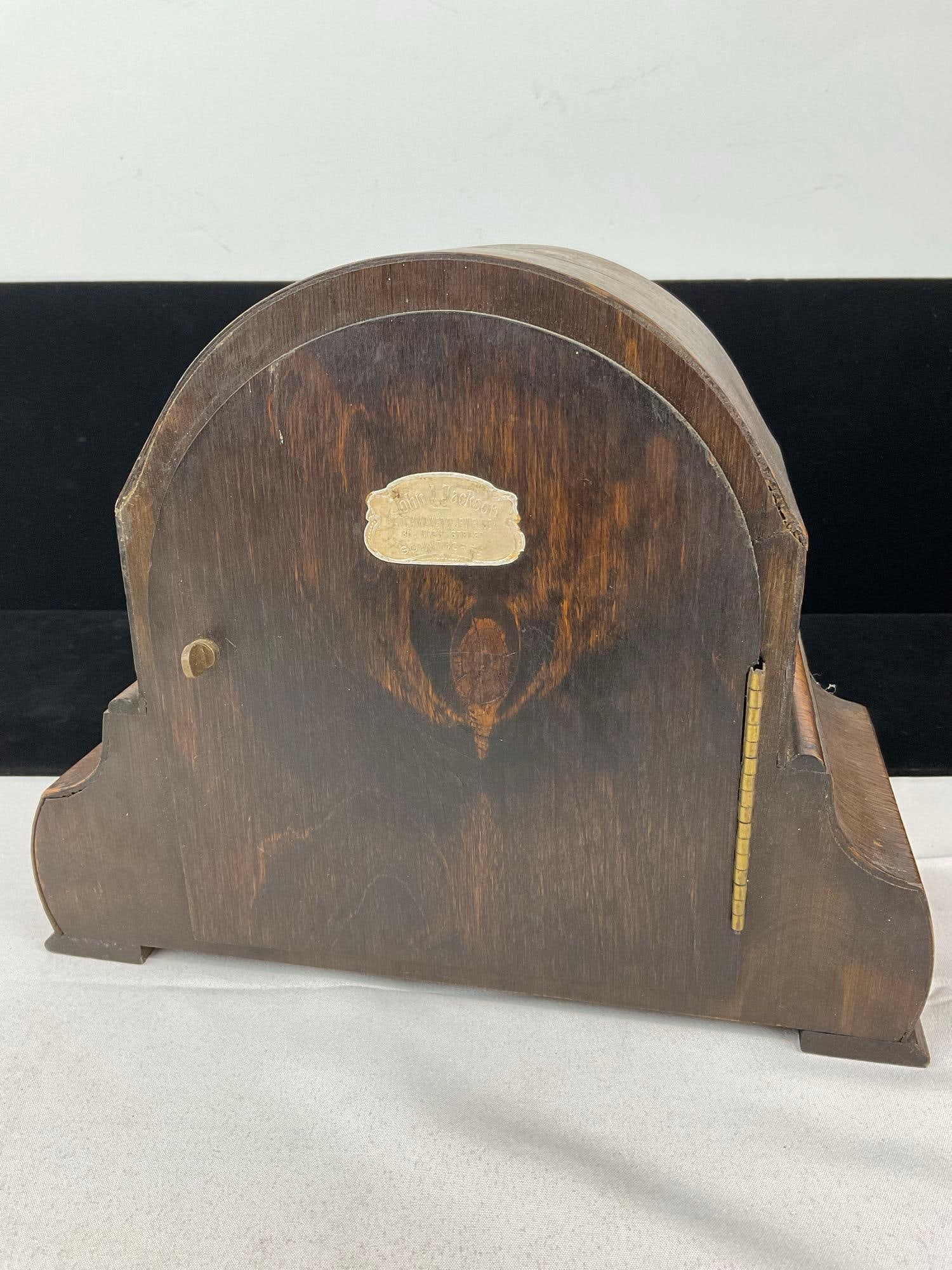 Antique John A Jackson English Mantel Clock, Time Strike Chime, 10h x 11w x 6d inches - 5