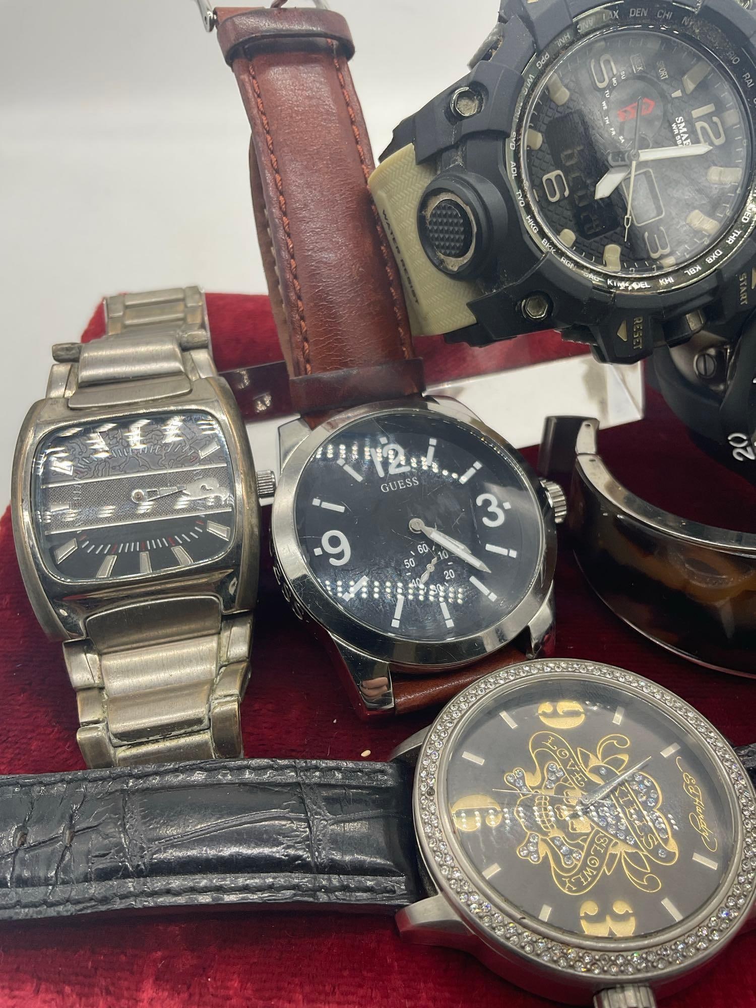 6 x Men's watches , Michael Kors, ED Hardy Love kills Slowly , Guess, Smael, Tony hawk & Deporte - 2