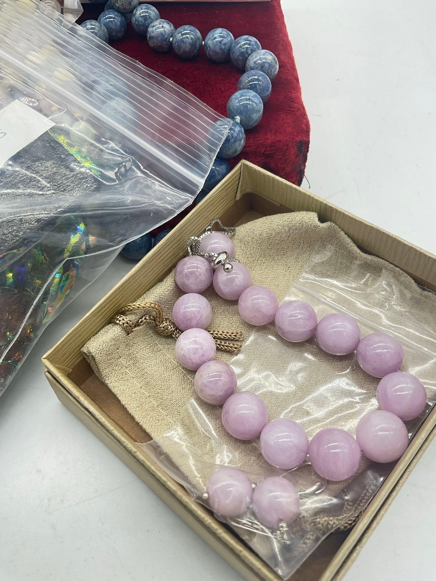 Nice collection of Assorted necklaces ,Jade Denim Lapis , Glass & wood + Dichroic Glass - 2