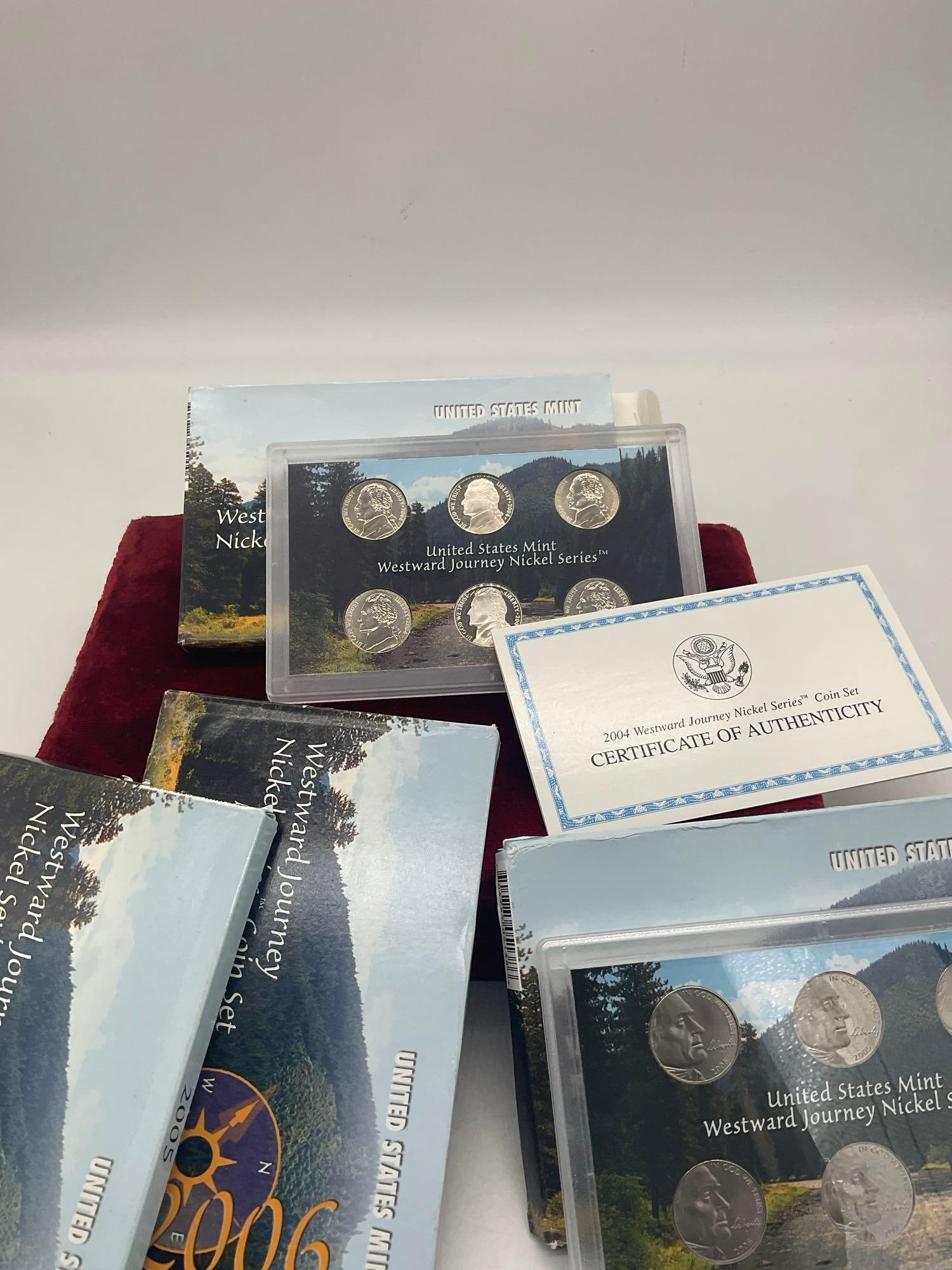 4 x sets of Westward Journey US mint Sealed Proof Nickel Sets 2004, 2x 2005, & 2006 - 3