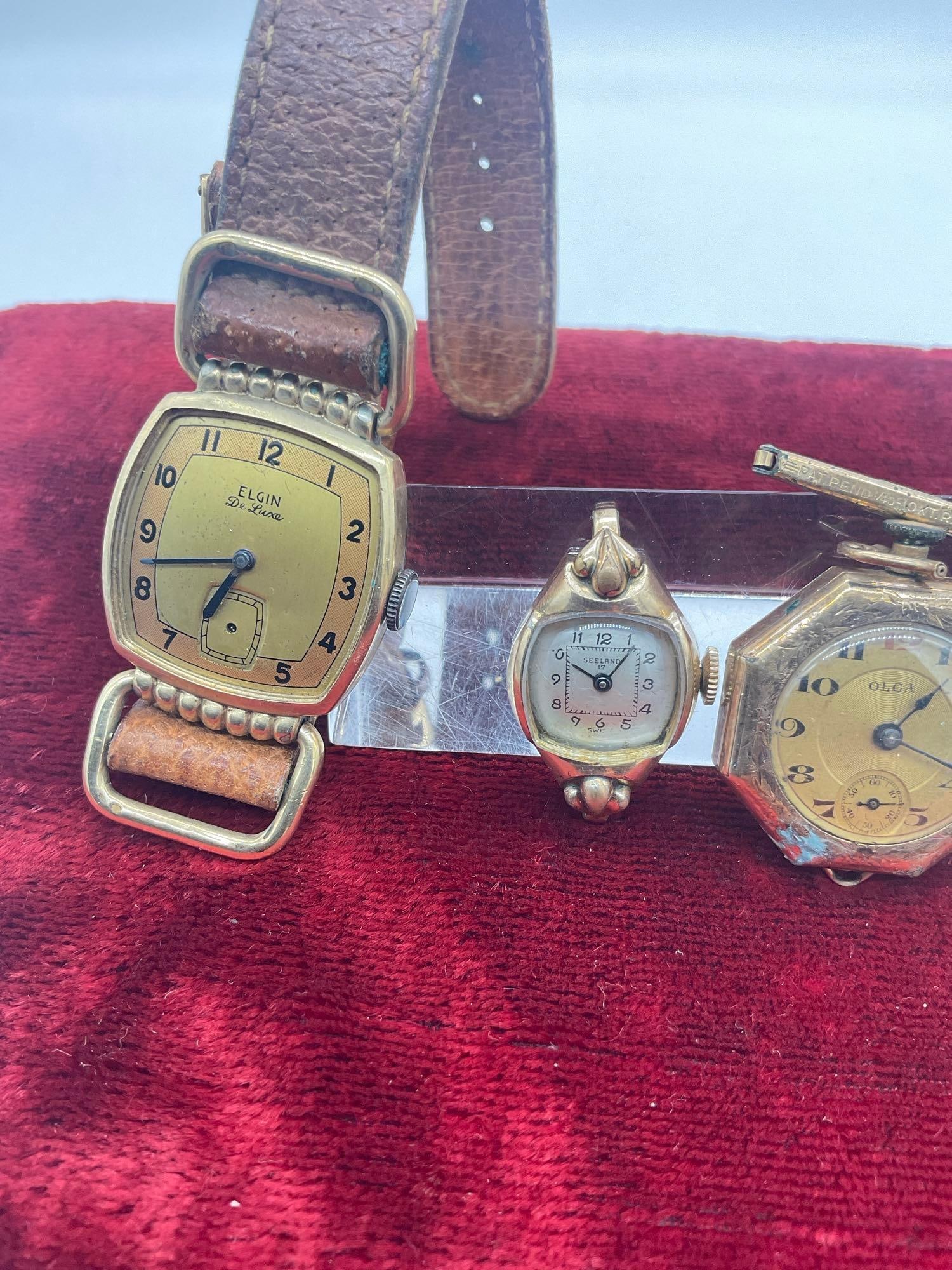 5 x 10 & 14K Rolled & gold Filled Vintage watches Benrus , Hamilton, Olga, Elgin & Seeland See pics - 2
