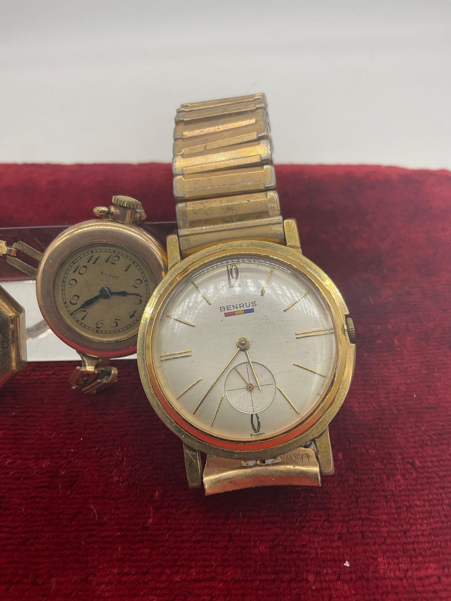 5 x 10 & 14K Rolled & gold Filled Vintage watches Benrus , Hamilton, Olga, Elgin & Seeland See pics - 4
