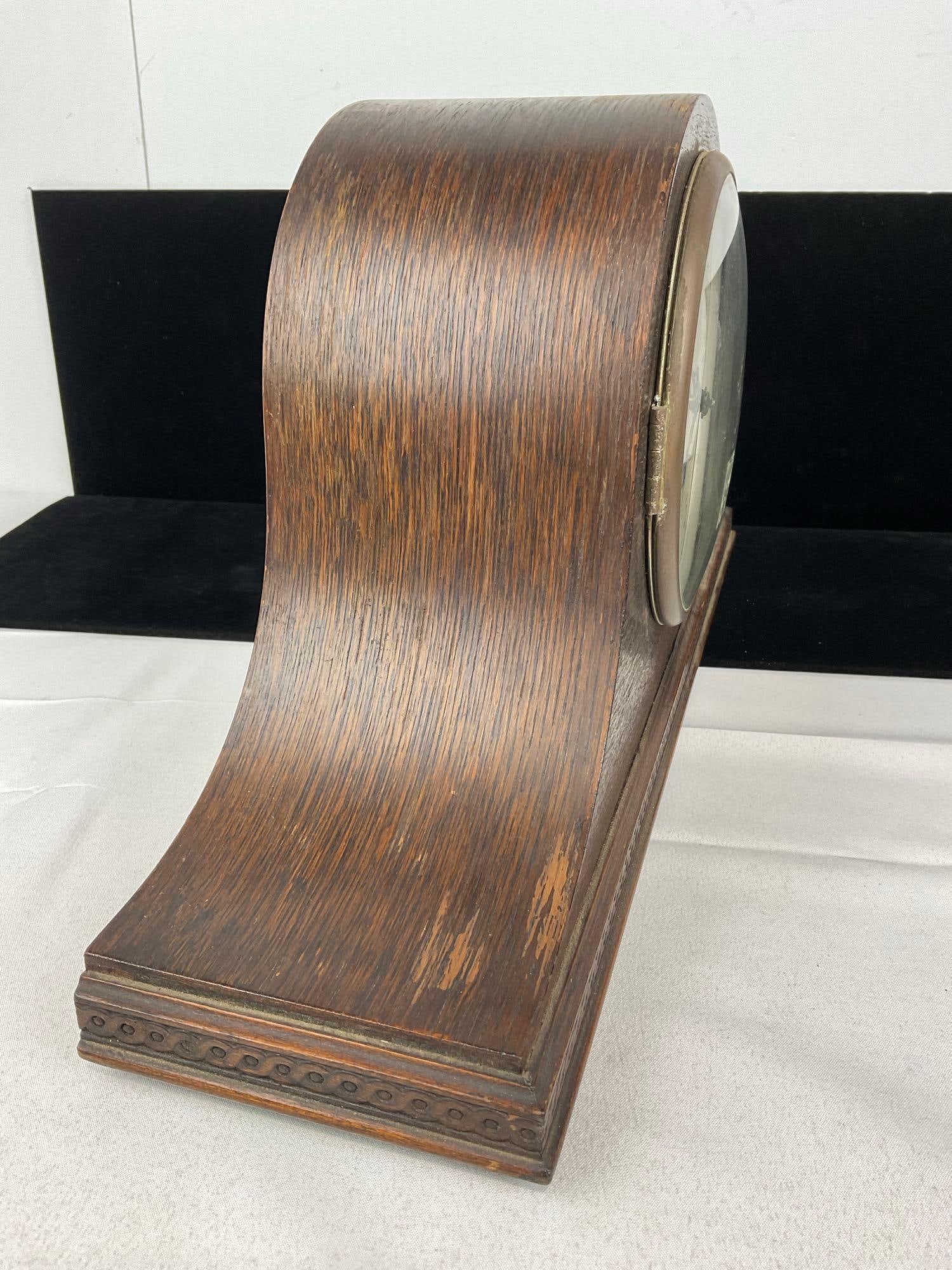 Antique British Mantel Humpback Clock, Time Strike, 10h x 16w x 7d inches - 3