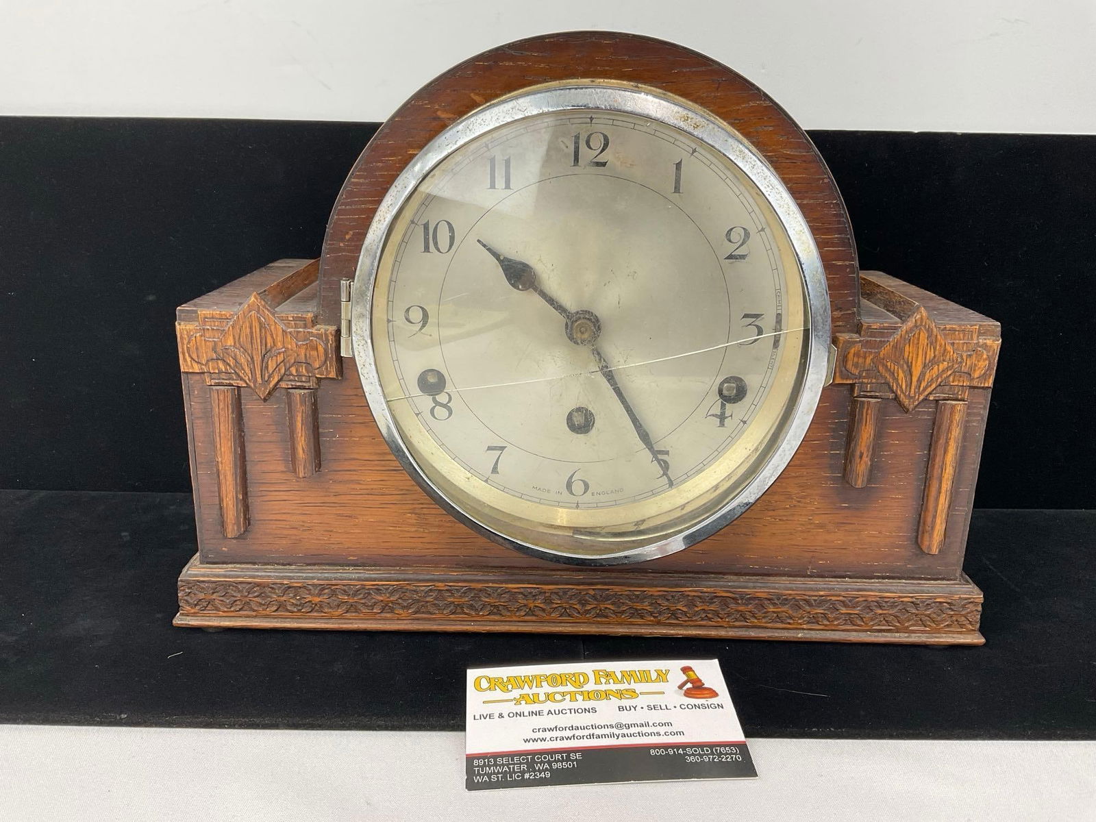 Early 20th Century Mantel Clock, Time Strike Chime, 10h x 13w x 6d inches (1 of 6)