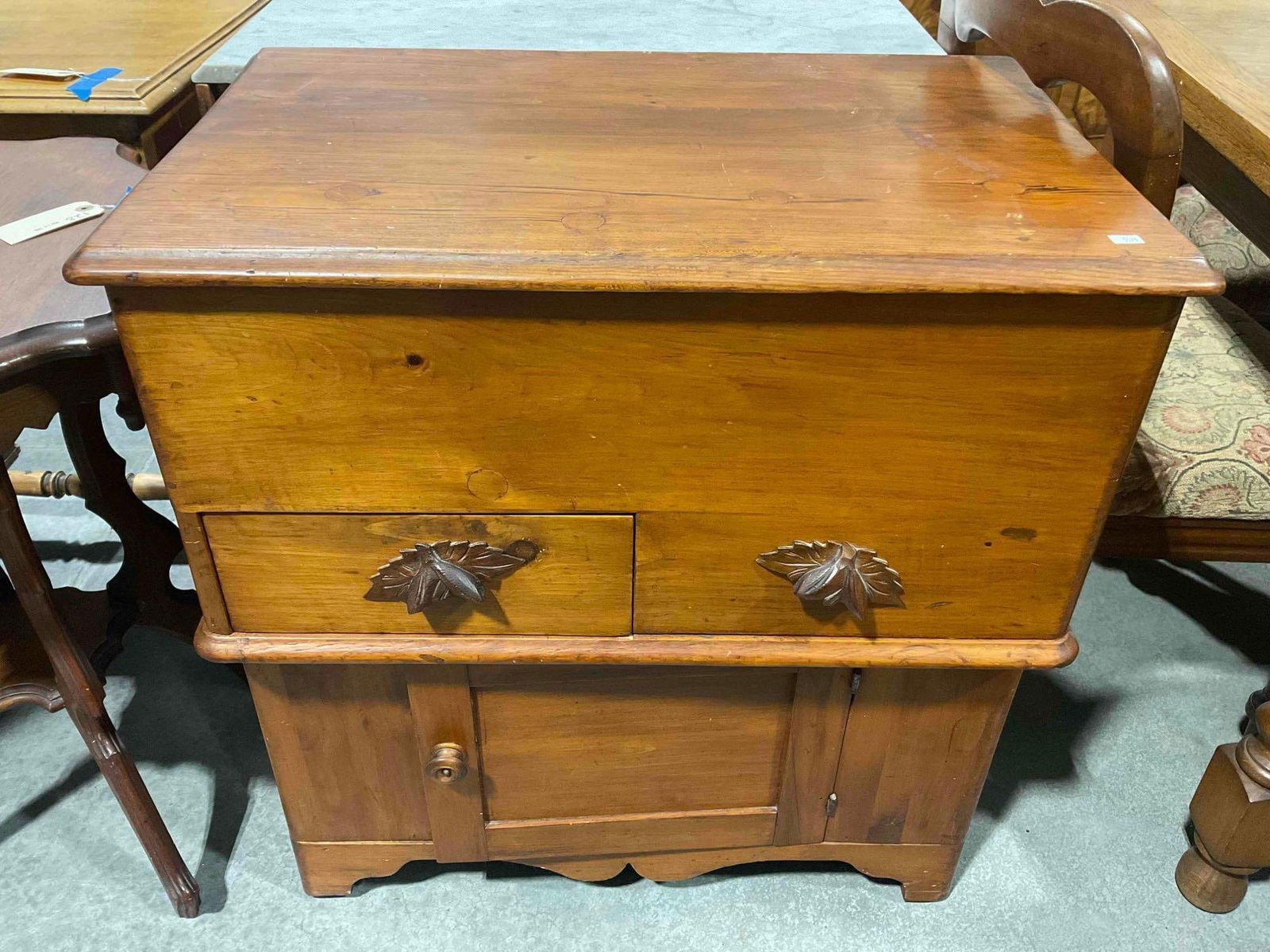 Antique Primitive Pine? Wood Dry Sink Lift Top Commode Cabinet. Excellent Condition. See pics. (1 of 8)
