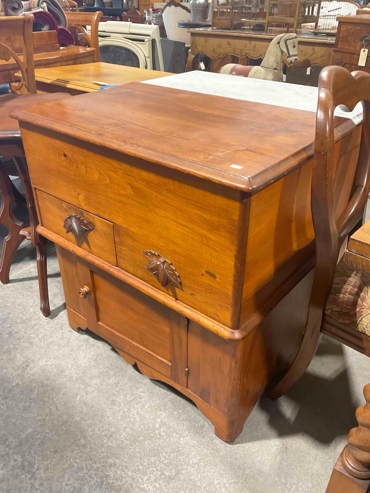 Antique Primitive Pine? Wood Dry Sink Lift Top Commode Cabinet. Excellent Condition. See pics. - 2