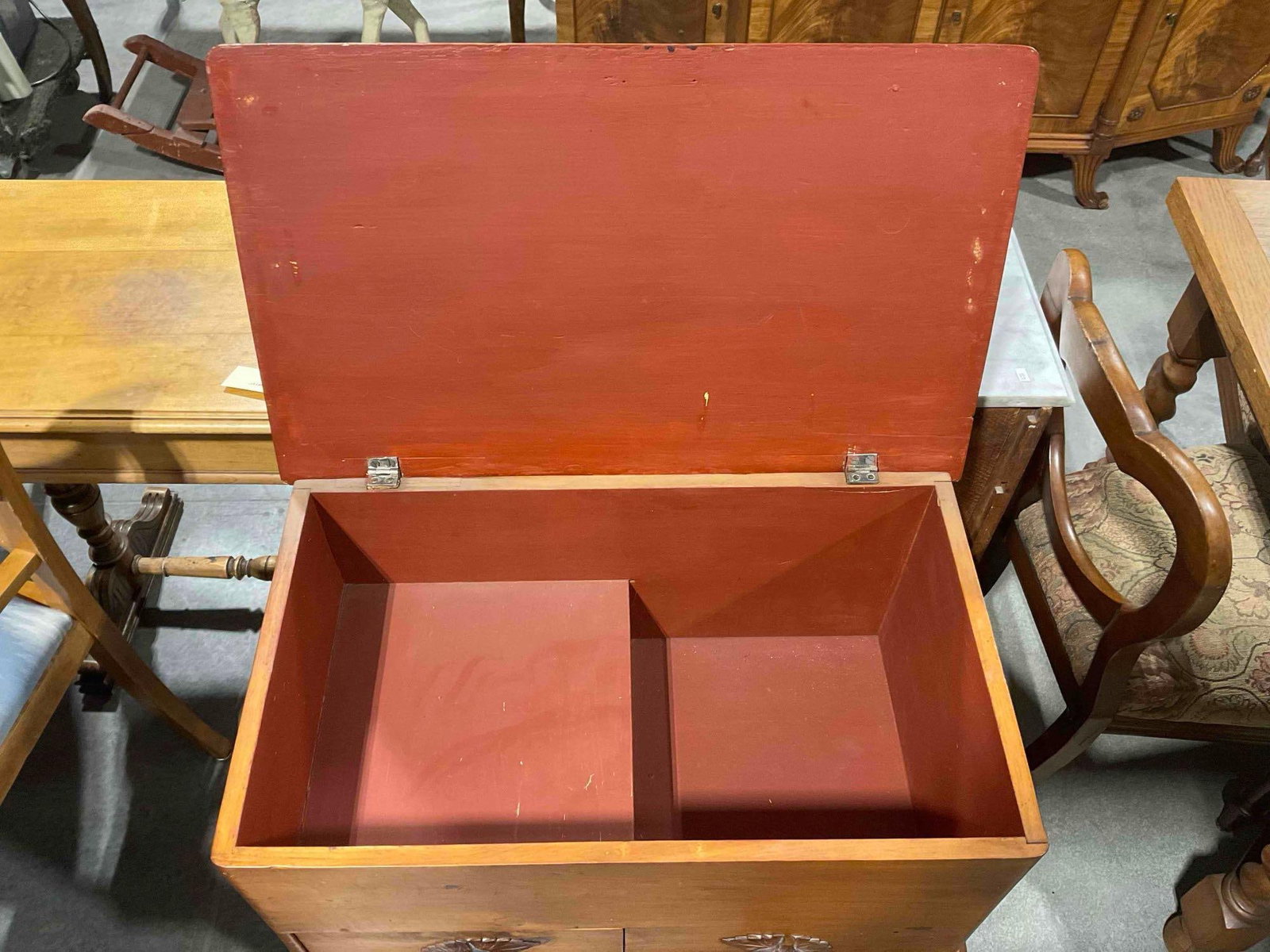 Antique Primitive Pine? Wood Dry Sink Lift Top Commode Cabinet. Excellent Condition. See pics. - 4