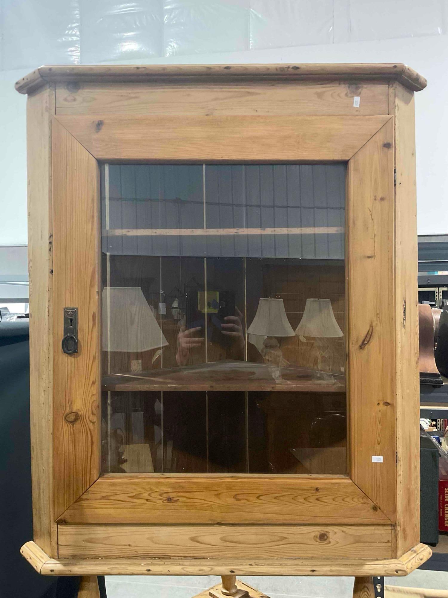 Antique Pine Wood Two-Tier Glass Fronted Corner Cupboard. Excellent Condition. See pics. - 3