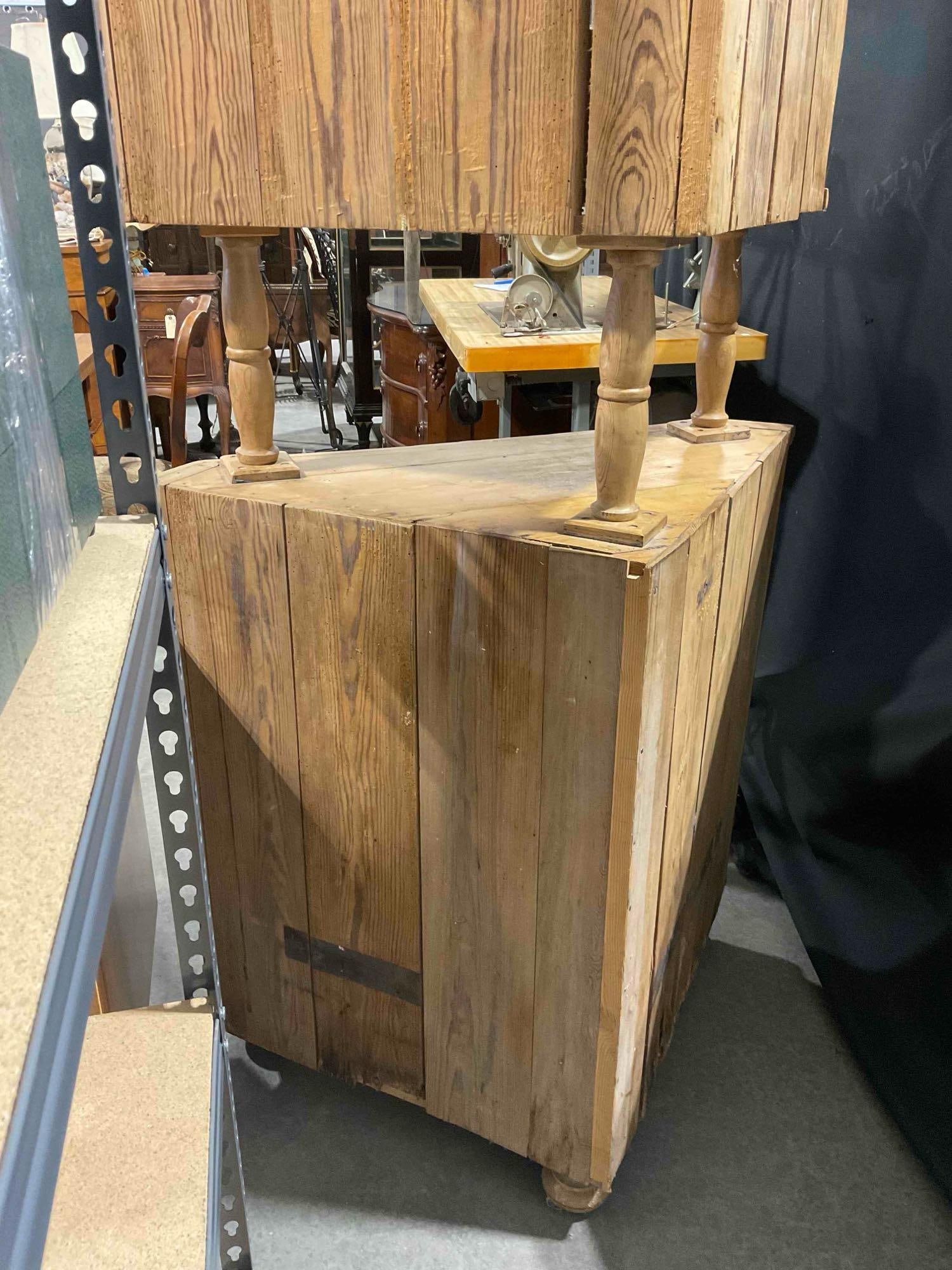 Antique Pine Wood Two-Tier Glass Fronted Corner Cupboard. Excellent Condition. See pics. - 7