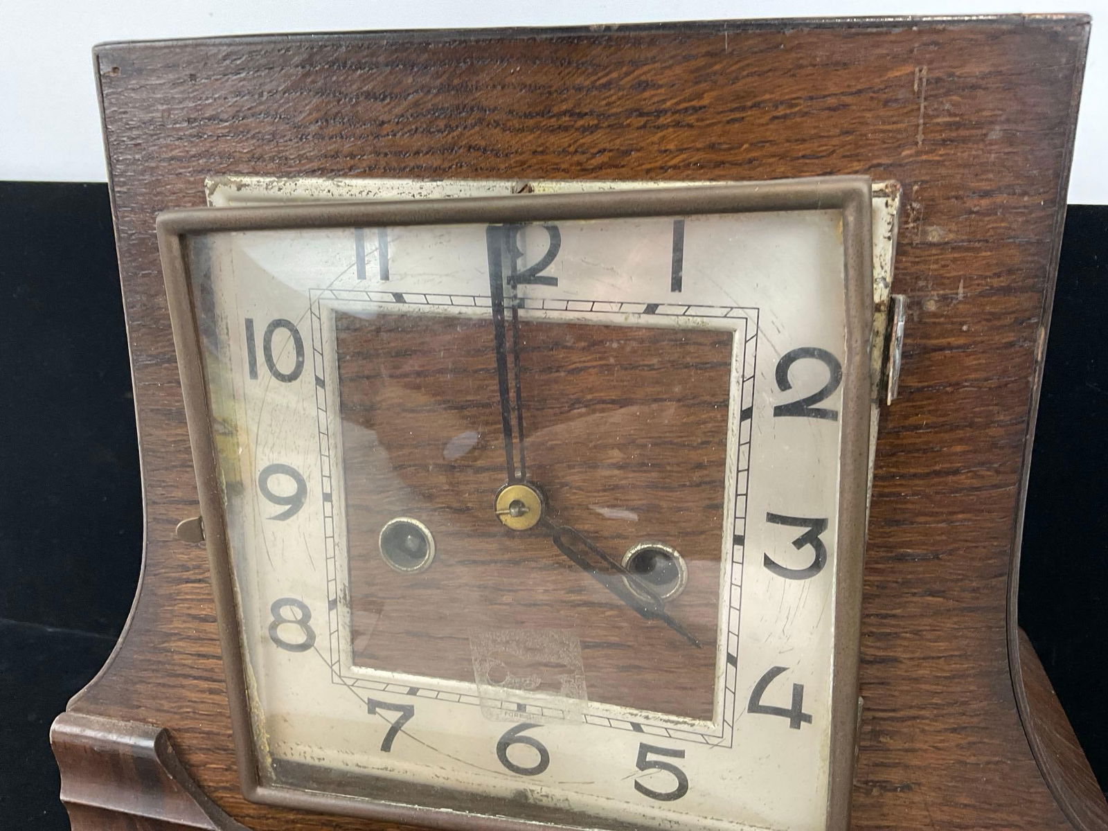 Antique Art Deco English Walnut? Mantel Clock Time Strike, 10h x 11w x 6d inches - 3