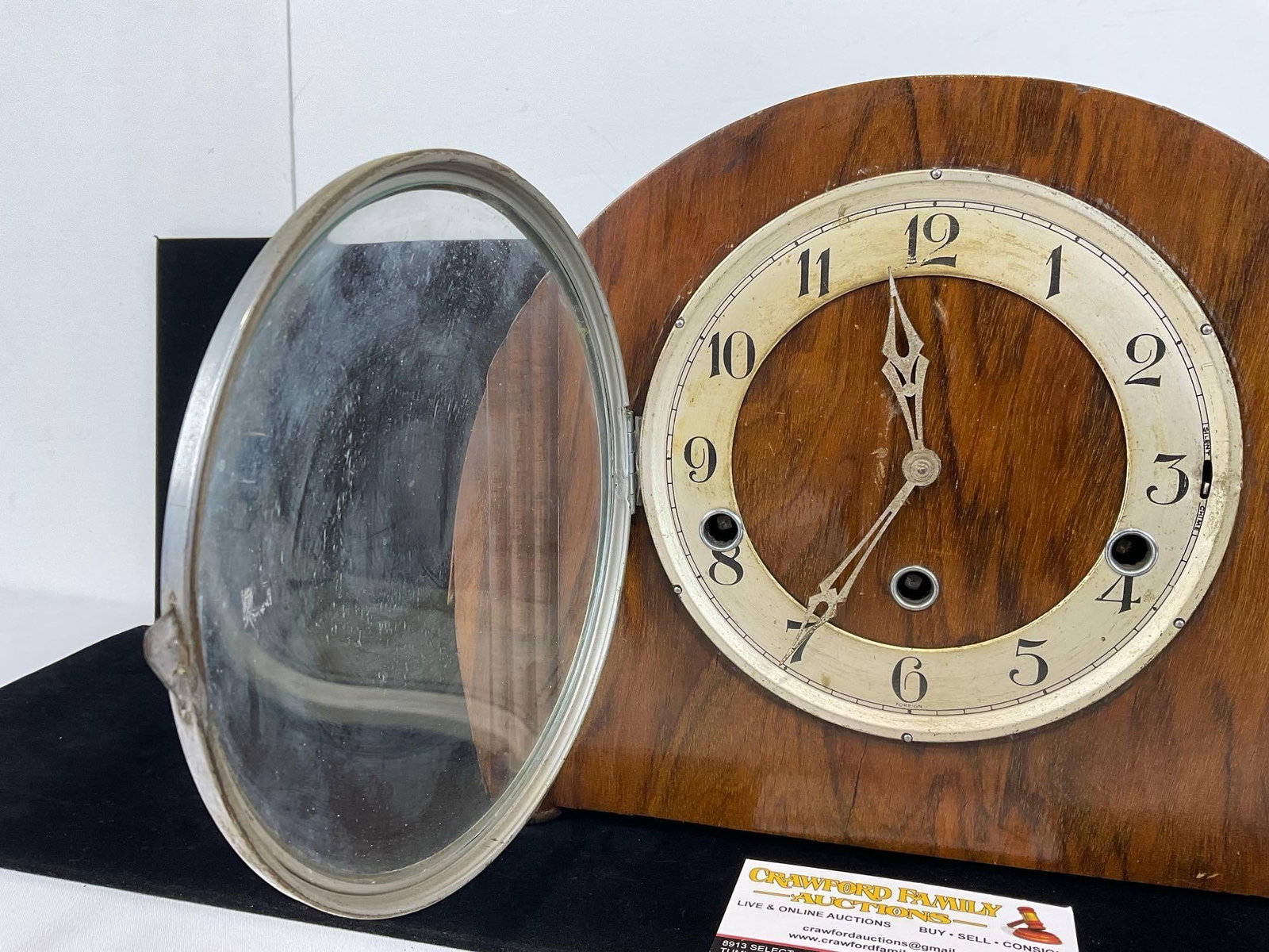 Early 20th Century English Oak Mantel Clock Time Strike Chime, 10h x 12w x 6d inches - 2