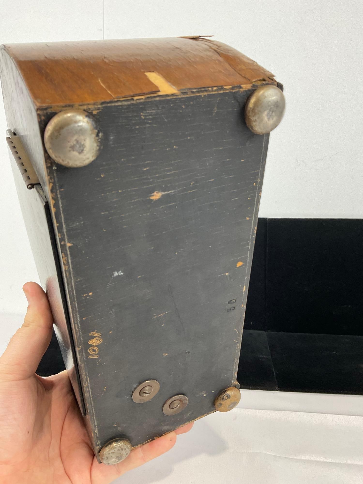 Early 20th Century English Oak Mantel Clock Time Strike Chime, 10h x 12w x 6d inches - 7