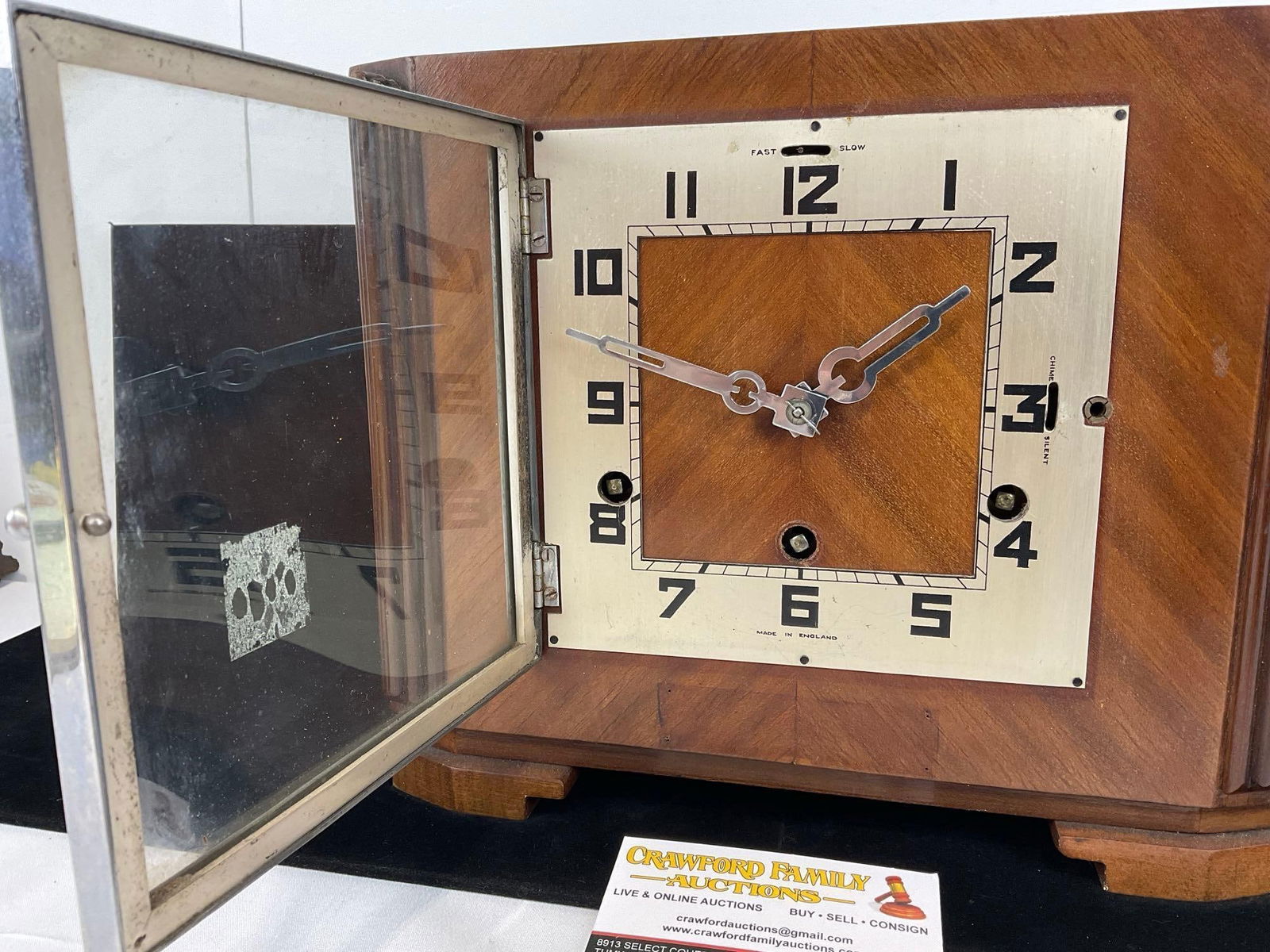 Early 20th Century Square Anvil English Mantel Clock, 10h x 12w x 7d inches - 2